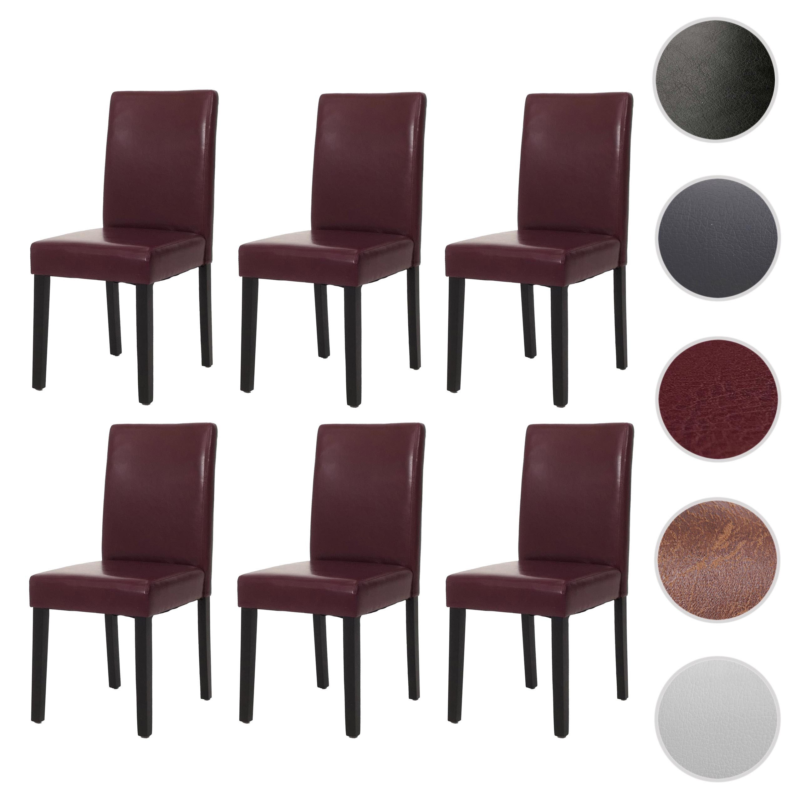 MCW Esszimmerstuhl Littau Kunstleder 6er-Set Kunstleder Rot Dunkle Beine günstig online kaufen