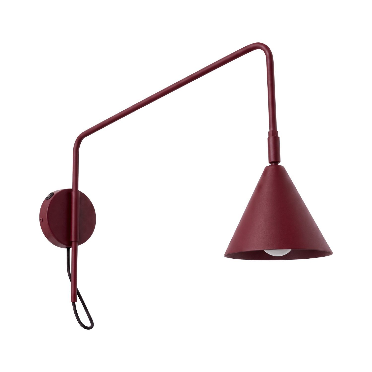 SOLLUX lighting Wandleuchte Wandleuchte NOX 1 burgund mit Schalter, Nicht enthalten