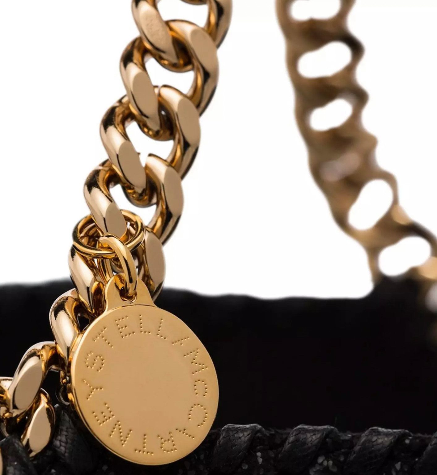 Stella McCartney Schultertasche Mini Falabella Tote Bag Tasche mit goldfarbener Kette, Zwei Tragevarianten: als Henkeltasche oder Crossbody