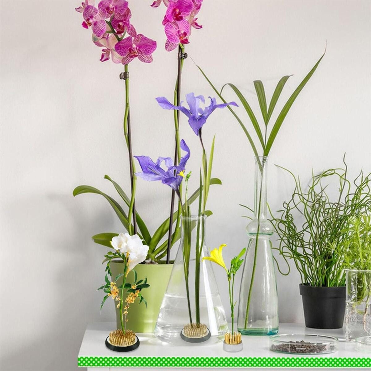 FELIXLEO Blumenständer Kenzan Blumenigel Rund Edelstahl für Ikebana Arrangements (4 St) – Bild 4 von 5