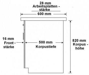 Küchen-Preisbombe Unterschrank 60 cm Küche Omega Schwarz Weiss Küchenzeile Einbauküche Küchenzeile