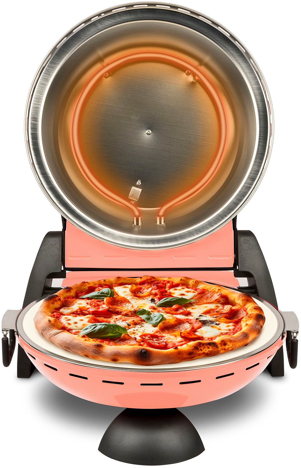 G3 Ferrari Pizzaofen G3Ferrari Delizia G1017715 coral passion bis 400 °C Jubiläumsedition, Pizzawendestein, Pizzacutter+Pizzaschaufel für echte Steinofenpizza