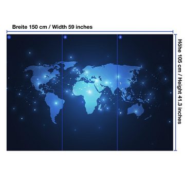 wandmotiv24 Fototapete blaue Weltkarte Atlas, glatt, Wandtapete, Motivtapete, matt, Vliestapete