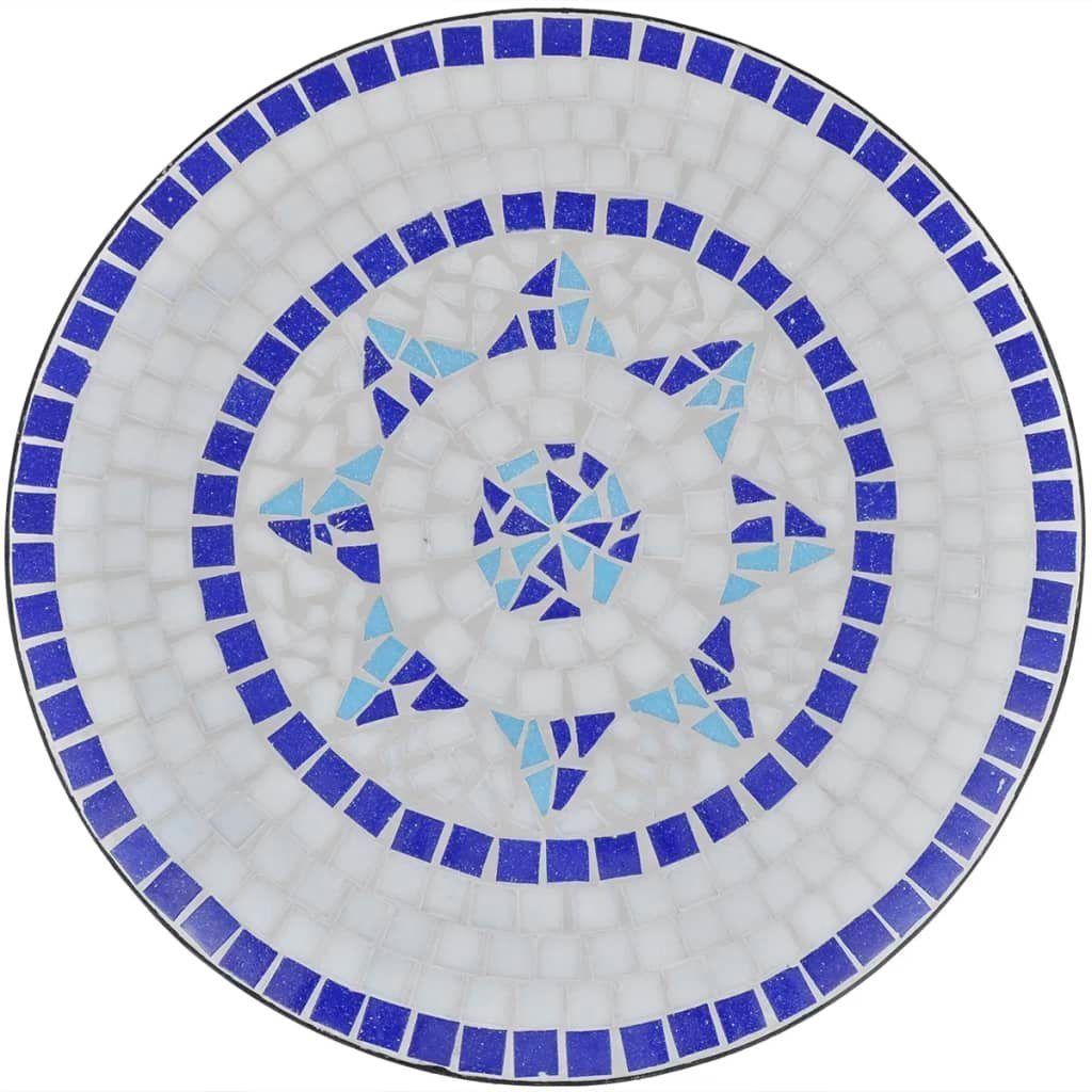 Bistrotisch Weiß 60 Gartentisch Blau vidaXL (1-St) und Blau | cm Blau Mosaik