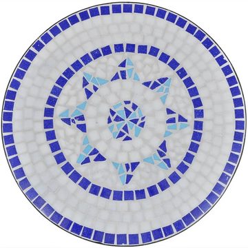 vidaXL Gartentisch Bistrotisch Blau und Weiß 60 cm Mosaik (1-St)