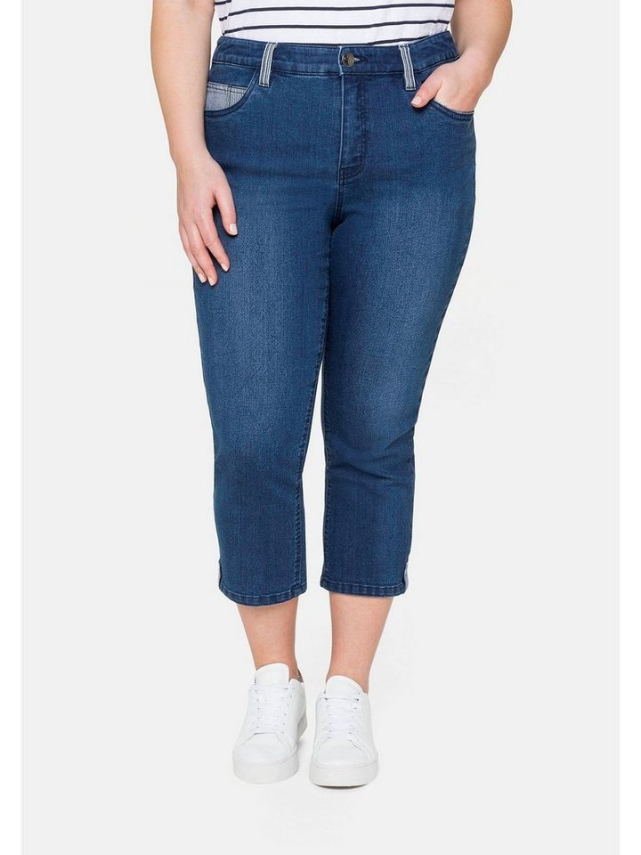 Sheego Stretch-Jeans Große Größen «Die Schmale», in 7/8-Länge, mit  Kontrastdetails