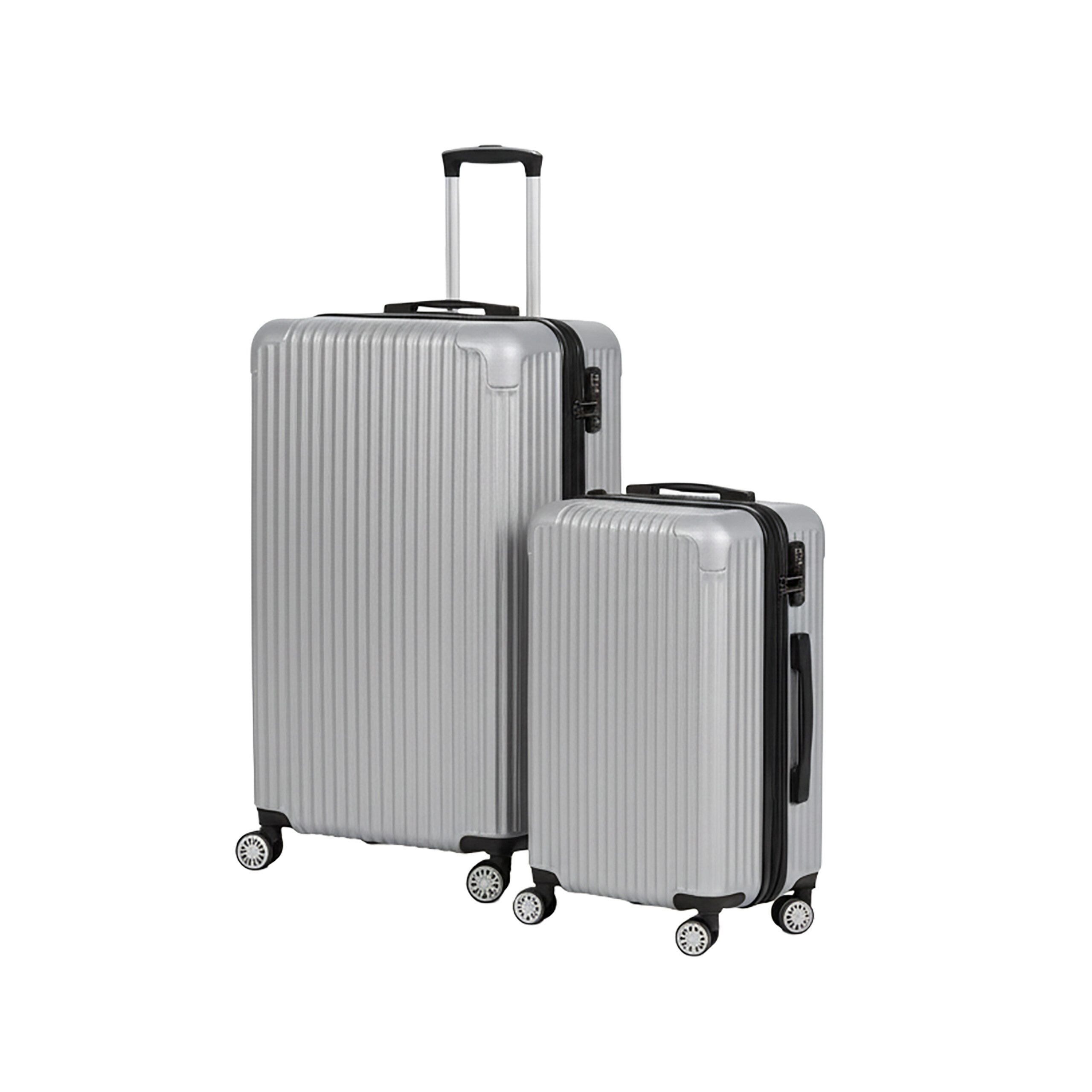 relaxdays Koffer Kofferset 2-teilig, 4 Rollen, silber günstig online kaufen
