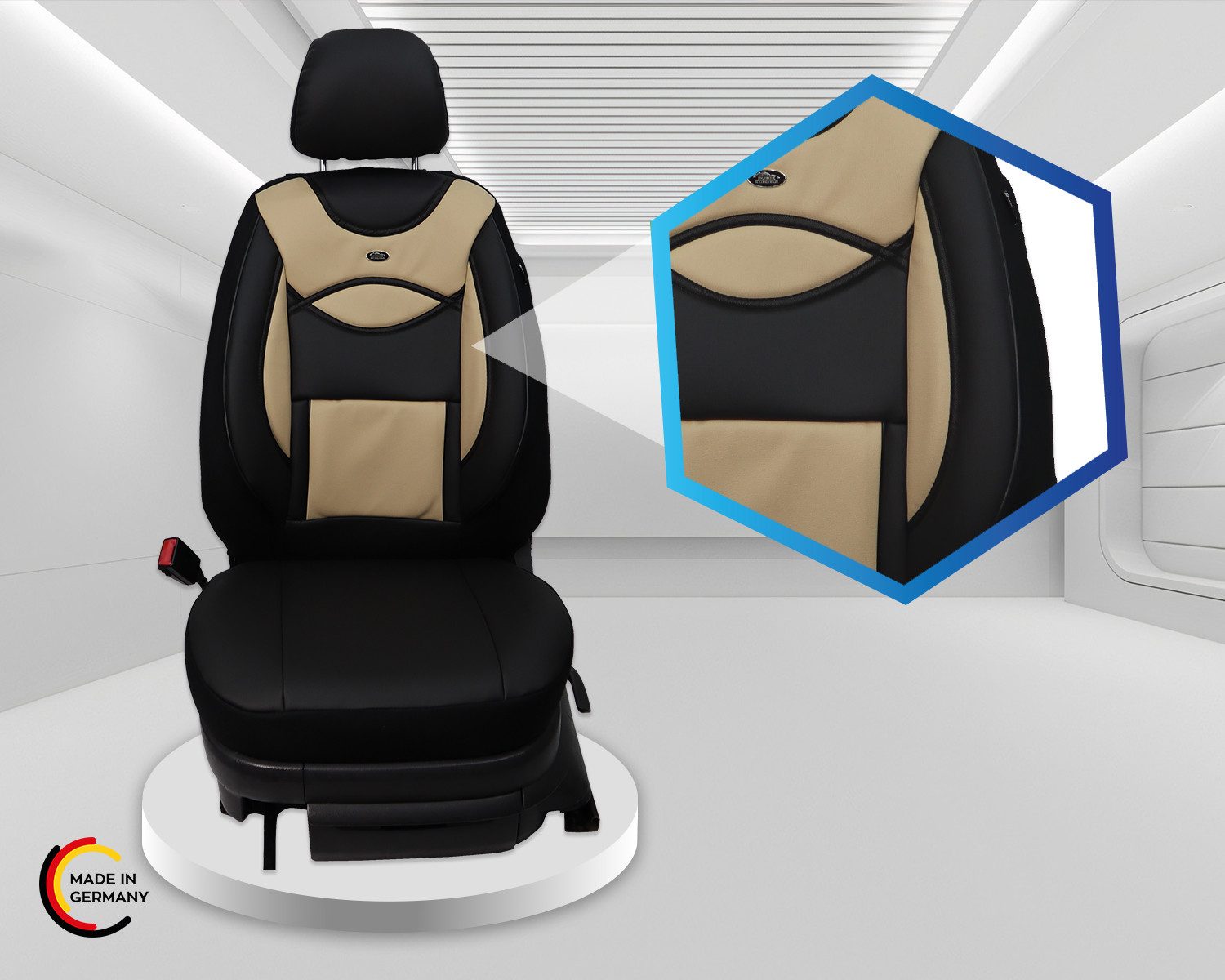 BREMER SITZBEZÜGE Autositzbezug für Kia XCeed Bj ab 2019 (D107), Set, Schonbezüge Sitzbezüge Fahrer und Beifahrer, in Schwarz/Beige