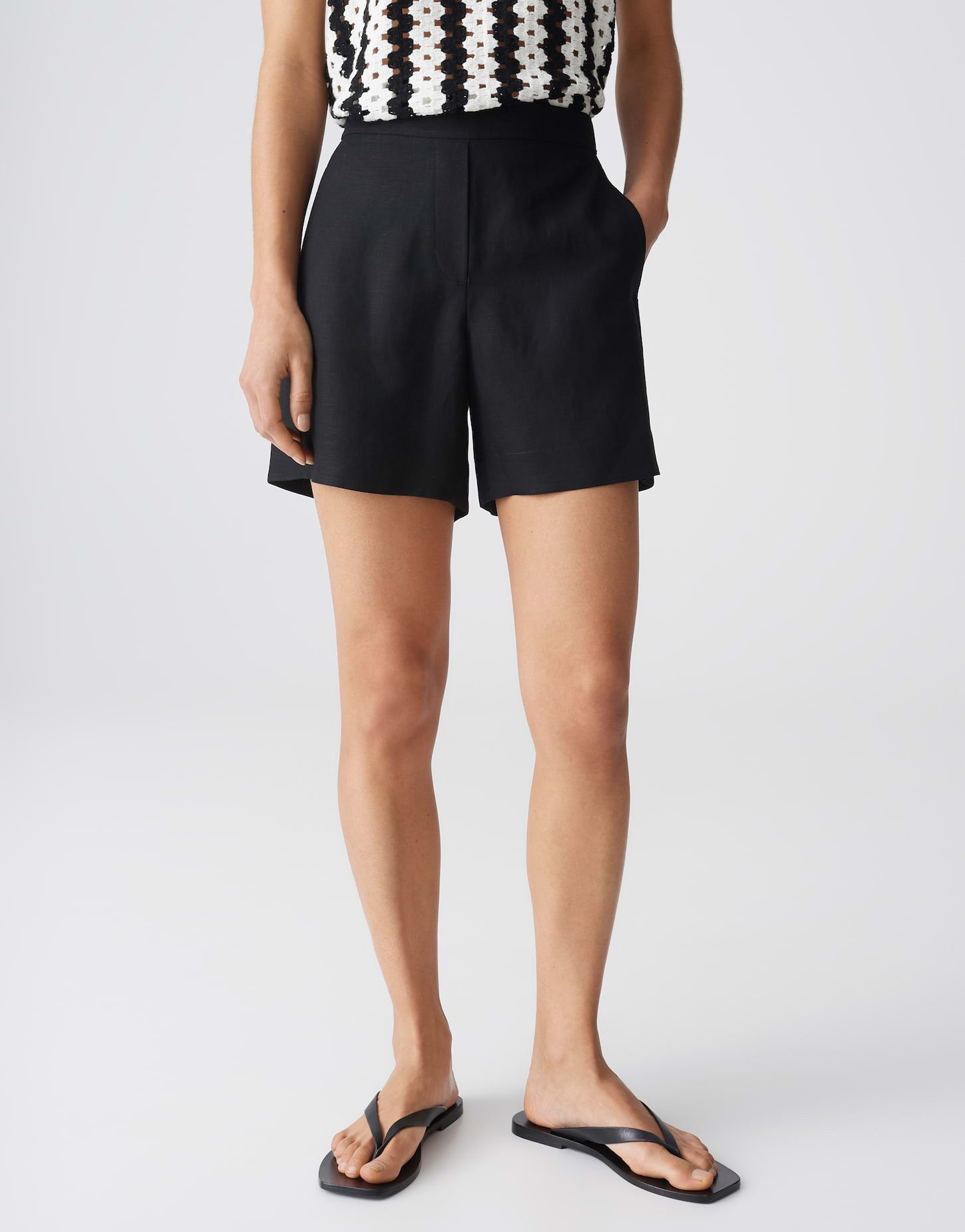 Shorts Melane oasis aus Webware mit Leinenstruktur