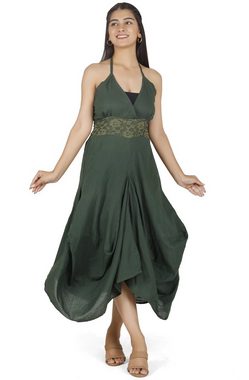 Guru-Shop Midikleid Langes Sommerkleid Hippie chic - olive alternative Bekleidung