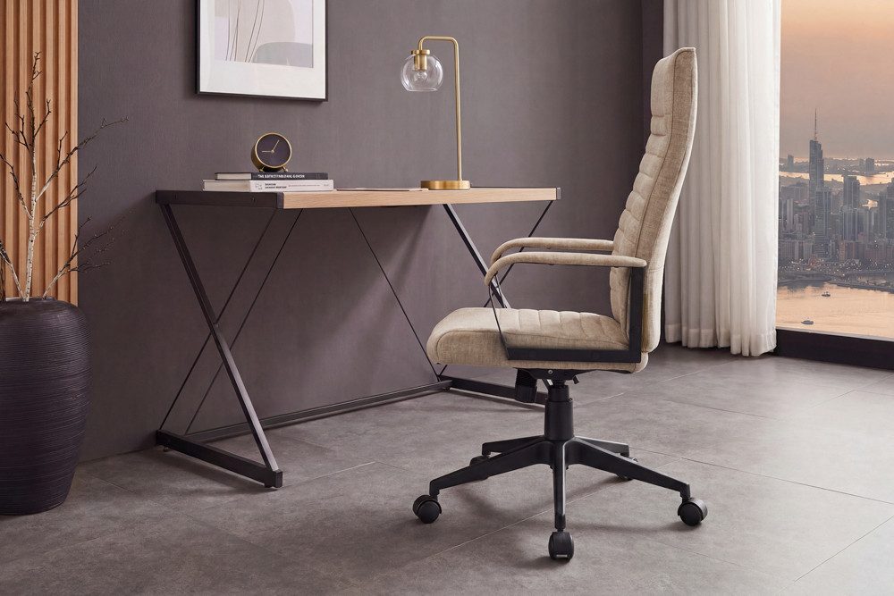 riess-ambiente Bürostuhl LAZIO beige/schwarz - Samt, Metall, drehbar, höhenverstellbar, Gaming (Einzelartikel, 1 St), Moderner Gamingstuhl auf Rollen - ideal fü – Bild 4 von 5