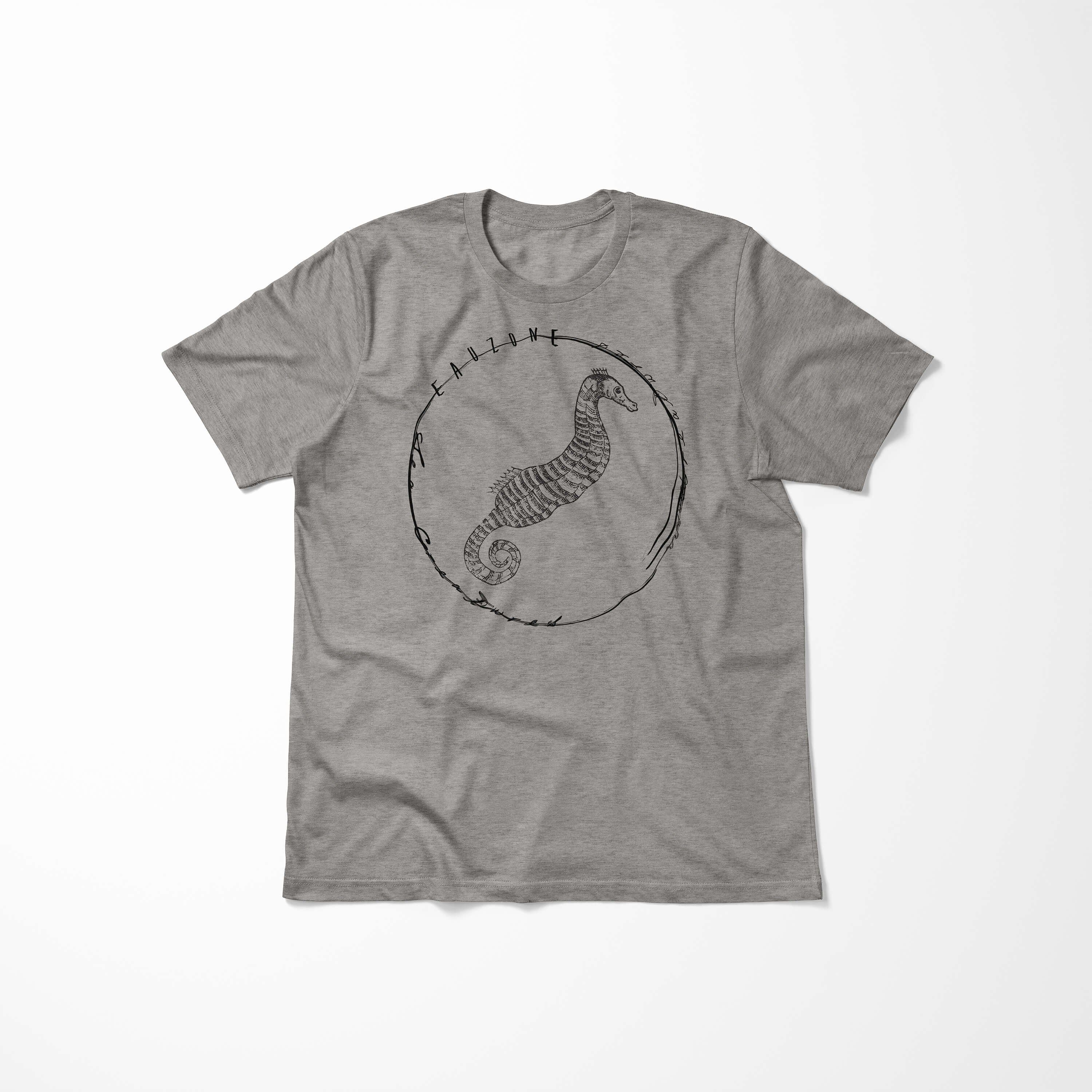 Sinus Art T-Shirt Schnitt Serie: Tiefsee Ash Sea - T-Shirt und Fische Sea Struktur sportlicher 045 / feine Creatures,