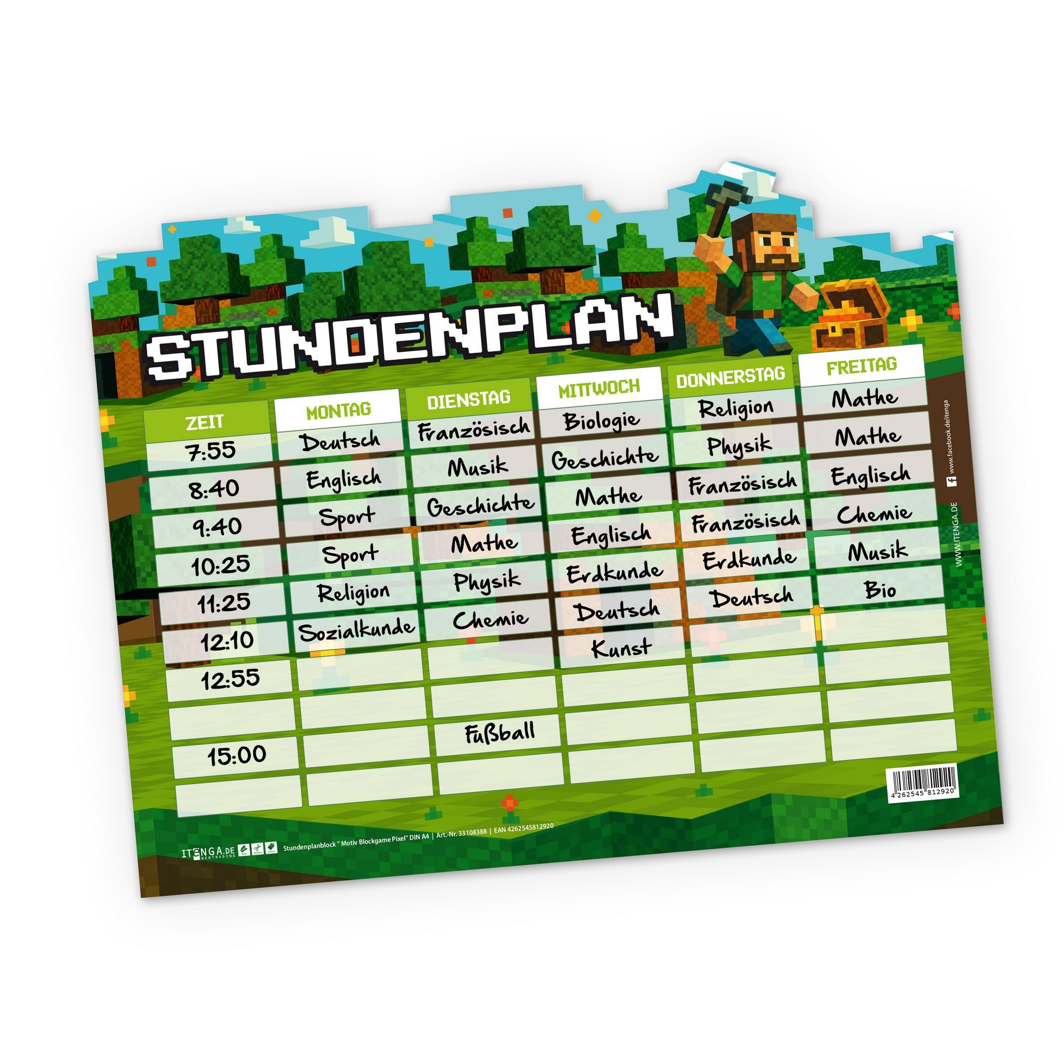 itenga Schülerkalender itenga Stundenplan magnetisch Motiv PIXEL 28,1 x 22,3cm