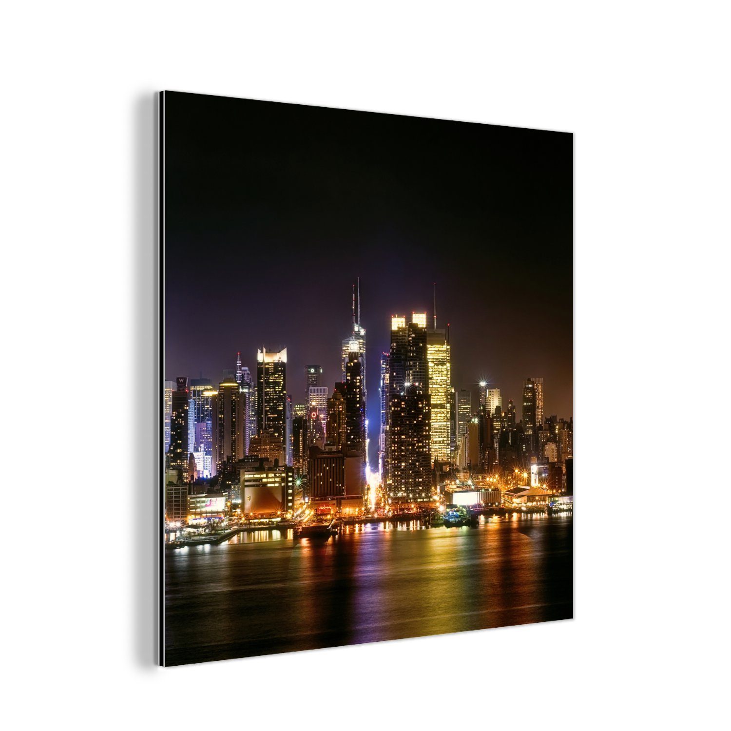 MuchoWow Metallbild New York - Skyline - Farben, (1 St), Alu-Dibond-Druck, Gemälde aus Metall, Aluminium deko