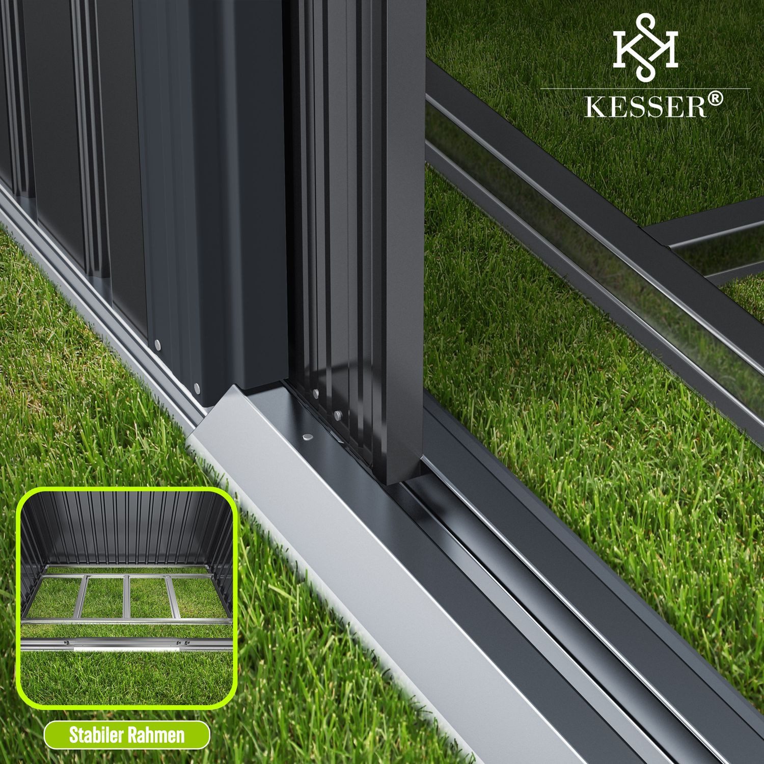 KESSER Gartenhaus, Gerätehaus Metall 4 m³ mit Fundament 210x122x186 cm