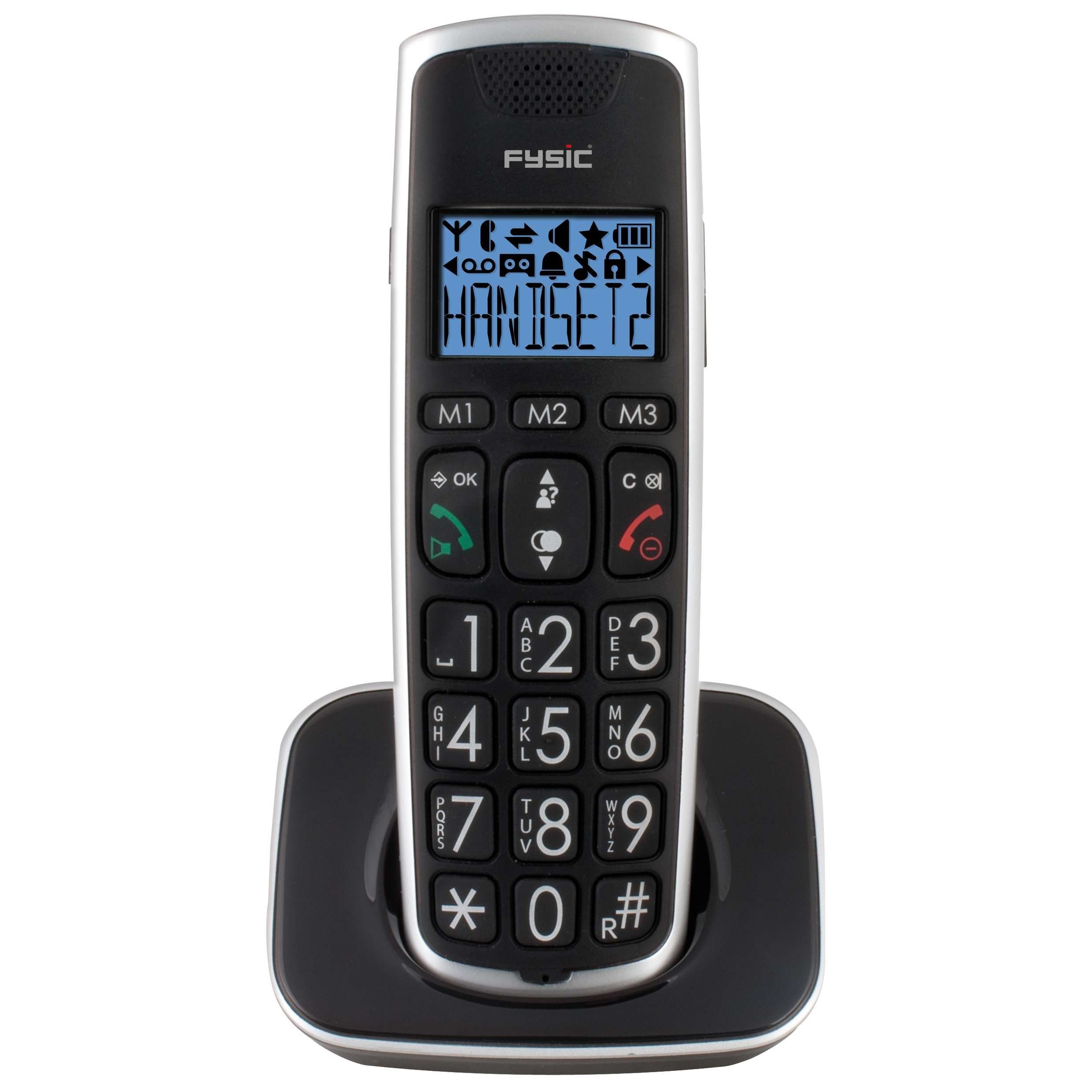 (Mobilteile: 2, FX-6020 Display) Schnurloses Hörgerätkompatibel, Tasten, große DECT-Telefon großes Fysic