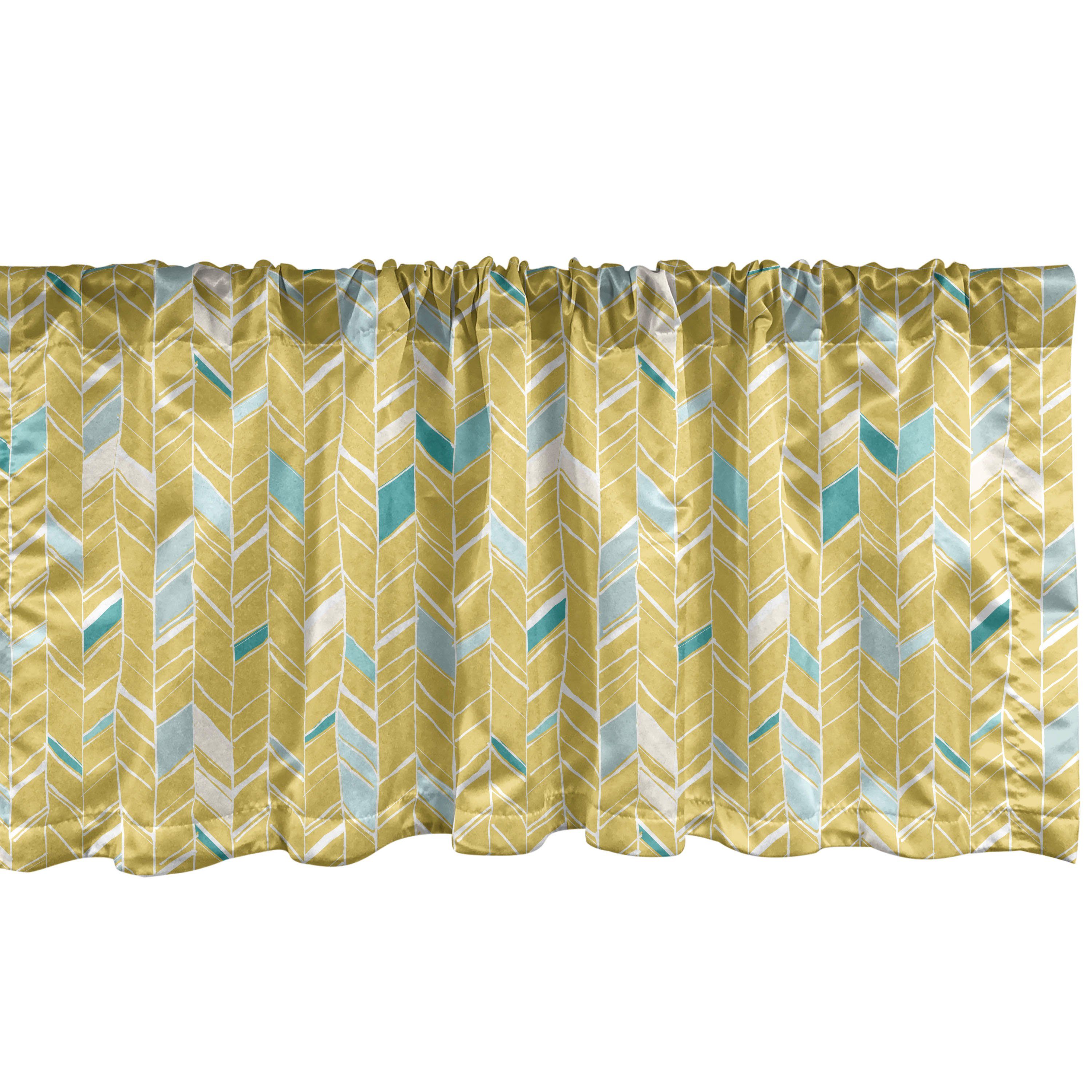 Scheibengardine Vorhang Volant für Küche Schlafzimmer Dekor mit Stangentasche, Abakuhaus, Microfaser, Yellow Chevron Herringbone Kunst