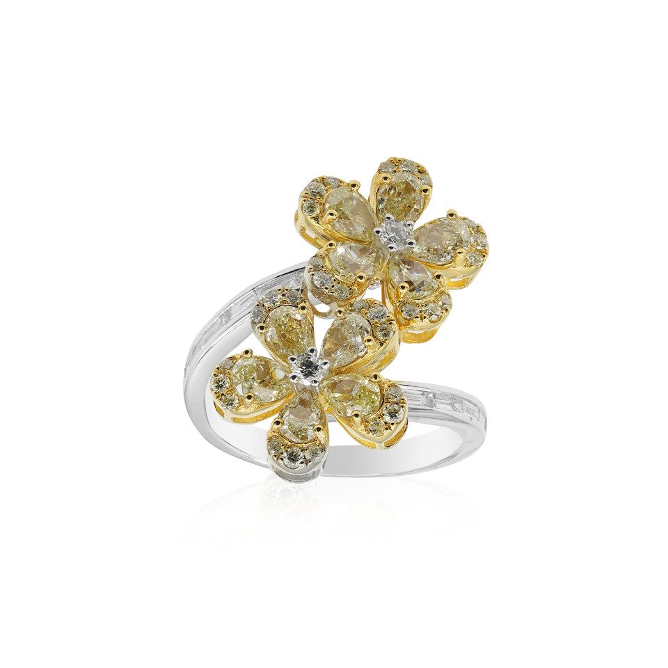 J Classics Diamantring CIRARI 2 85ct Gelber Diamant Floral Gold Ring 18K 1 tlg