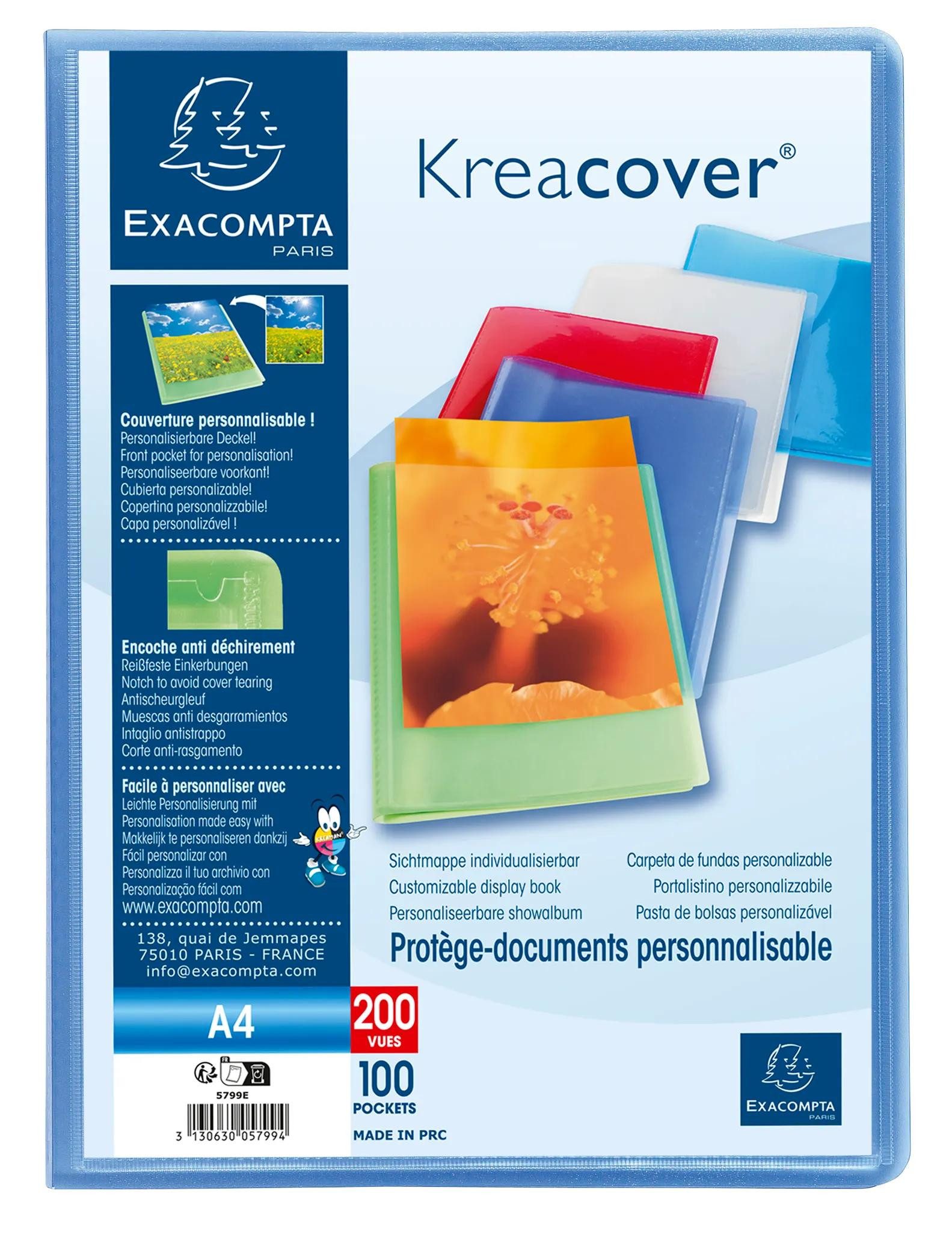 EXACOMPTA Prospekthülle 8x Sichtmappe PP 500µ + 100 Hüllen Kreacover, A4, sortiert, 5799E, Sichtmappen geschweisst
