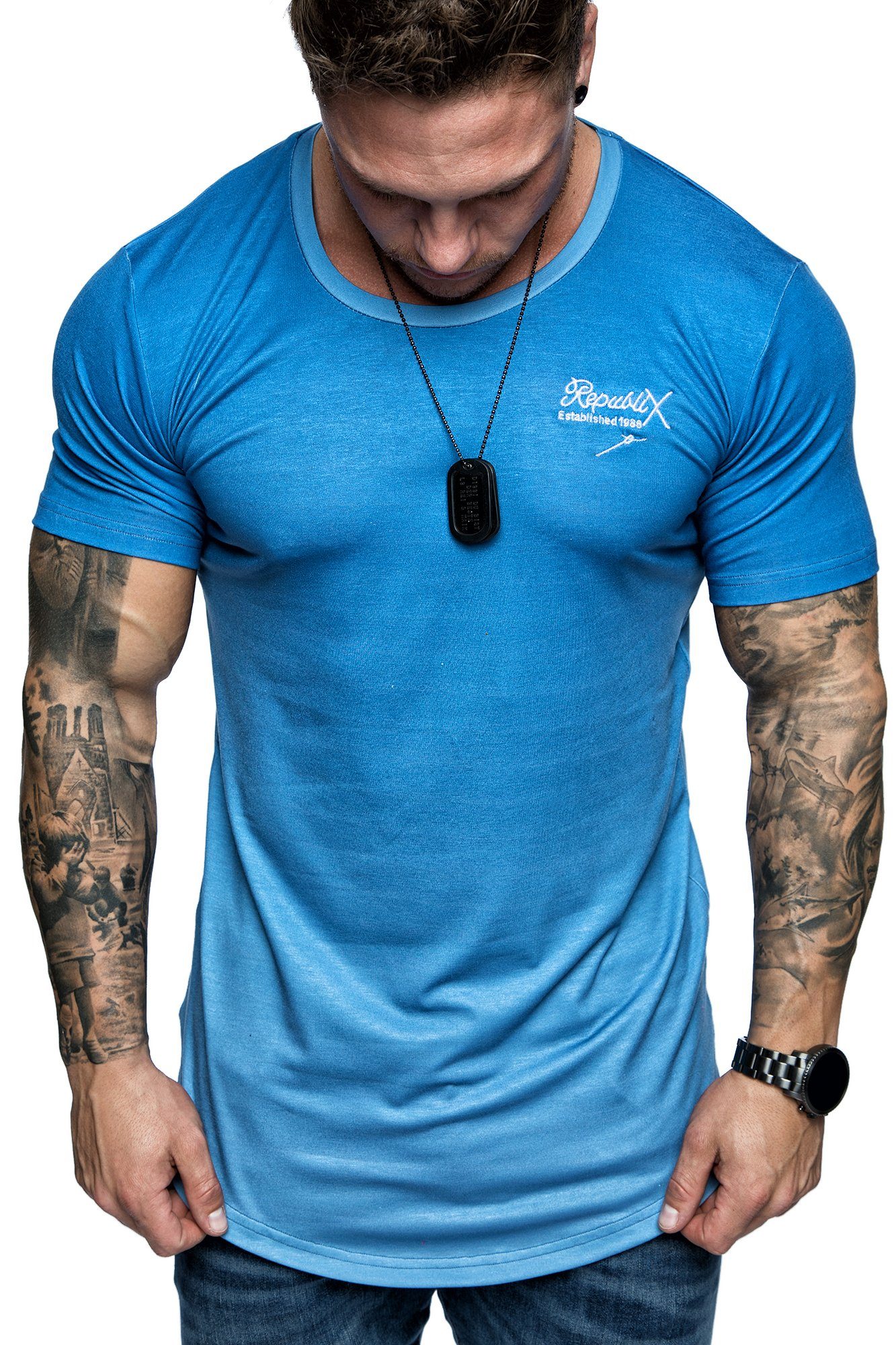 REPUBLIX T-Shirt LIAM Herren Oversize Crew Neck Waterfall Design Shirt mit günstig online kaufen