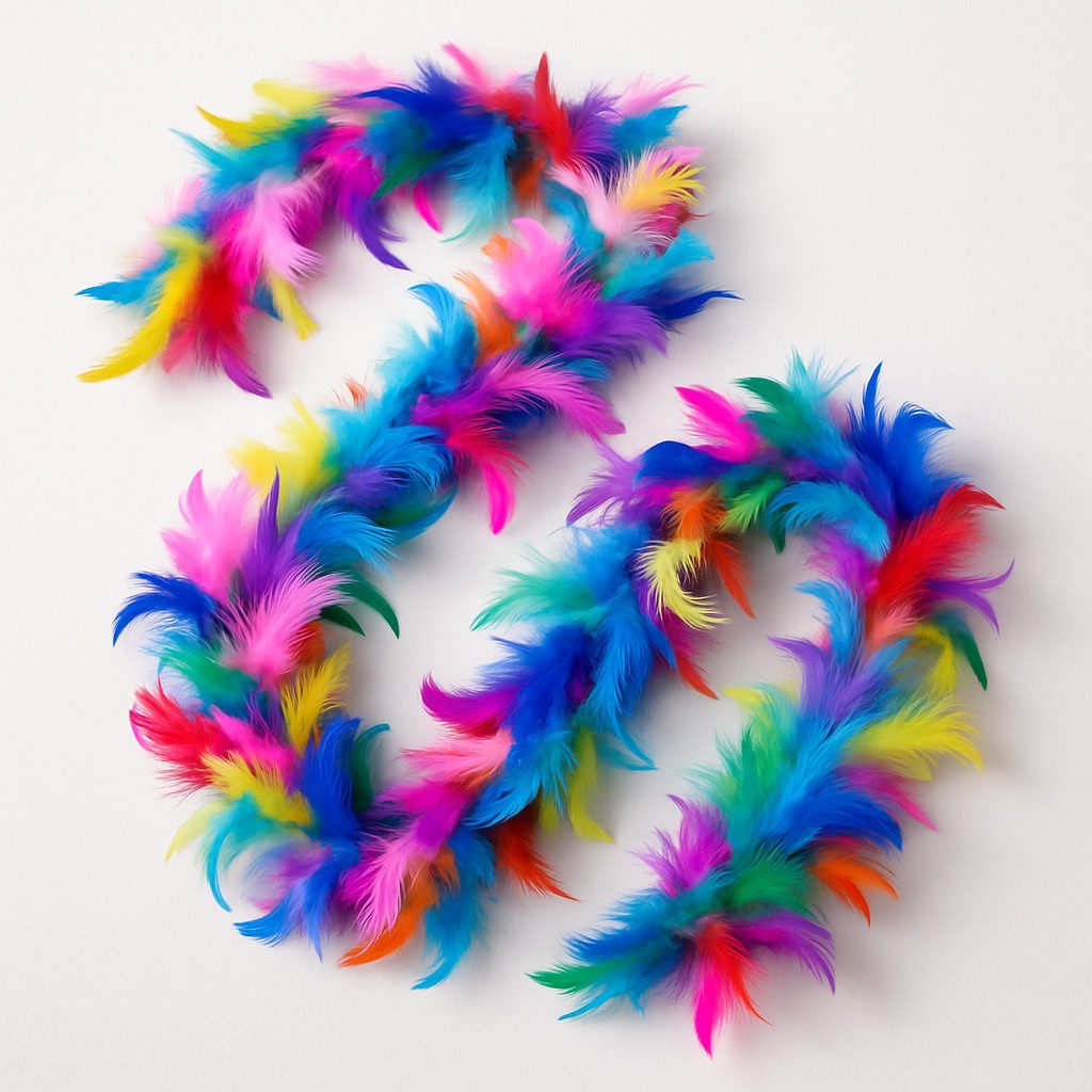 Fries Kostüm-Flügel Federboa Bunt 180 cm aus echten Truthahnfedern Kostüm Zubehör, Bunte Federboa für schrille Auftritte