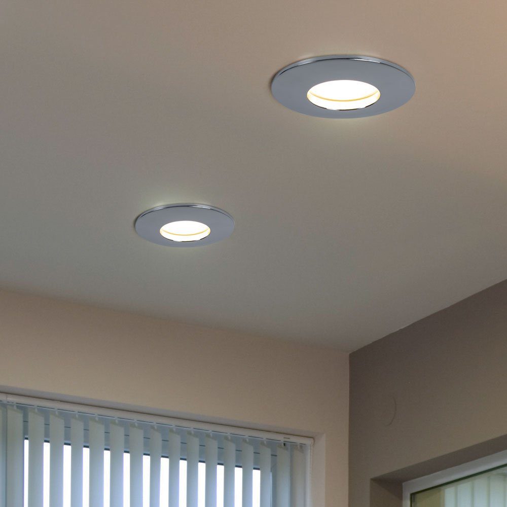 Chrom LED Einbaustrahler, LED verbaut, Warmweiß, fest rund Leuchte etc-shop Strahler Spot Decken LED-Leuchtmittel Lampe Einbau