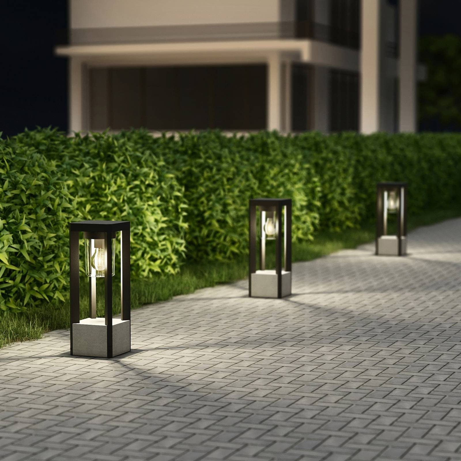 Lucande Außen-Stehlampe Kalisa, Metall, Alu IP44, 1 x 40 W