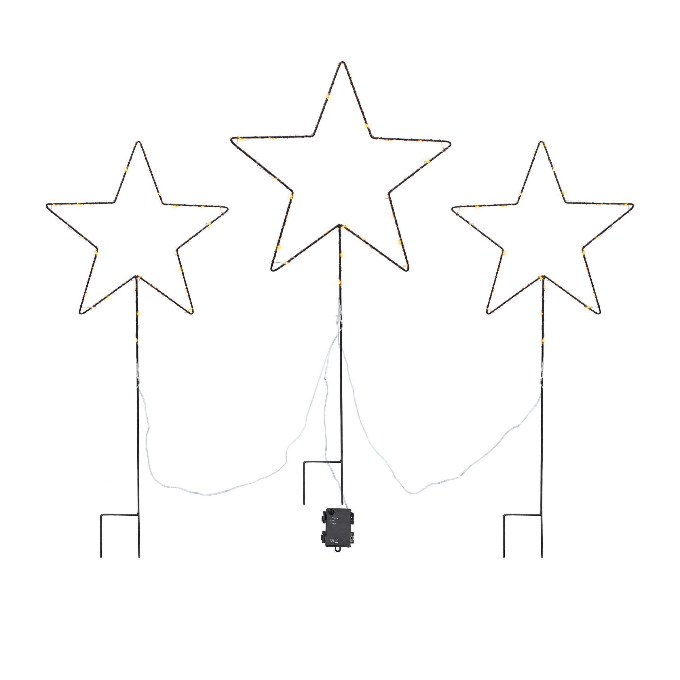 Spetebo Gartenstecker LED Stern 30 / 24 cm Garten Deko (3er Set, 1-St., mit günstig online kaufen