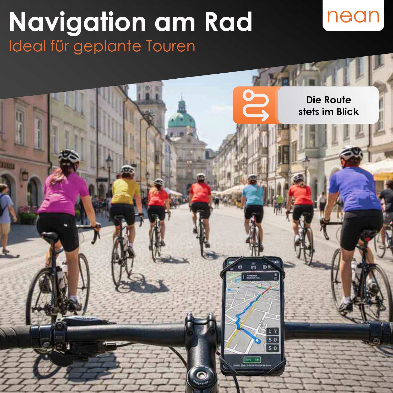 nean Handy-Halterung Fahrrad Smartphone Lenker Halterung, (bis 6,5 Zoll, Silikonhalterung, 360° drehbar, schwarz) – Bild 4 von 5