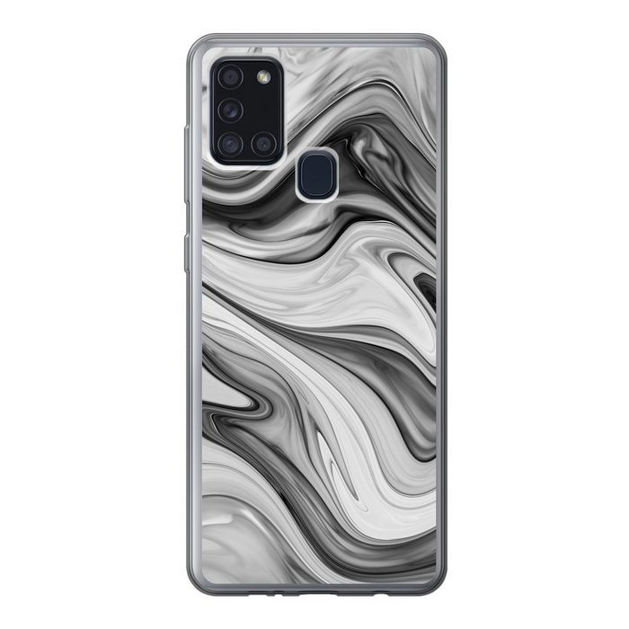MuchoWow Handyhülle Marmor - Muster - Grau - Marmoroptik - Schwarz Handyhülle Samsung Galaxy A21s Smartphone-Bumper Print Handy