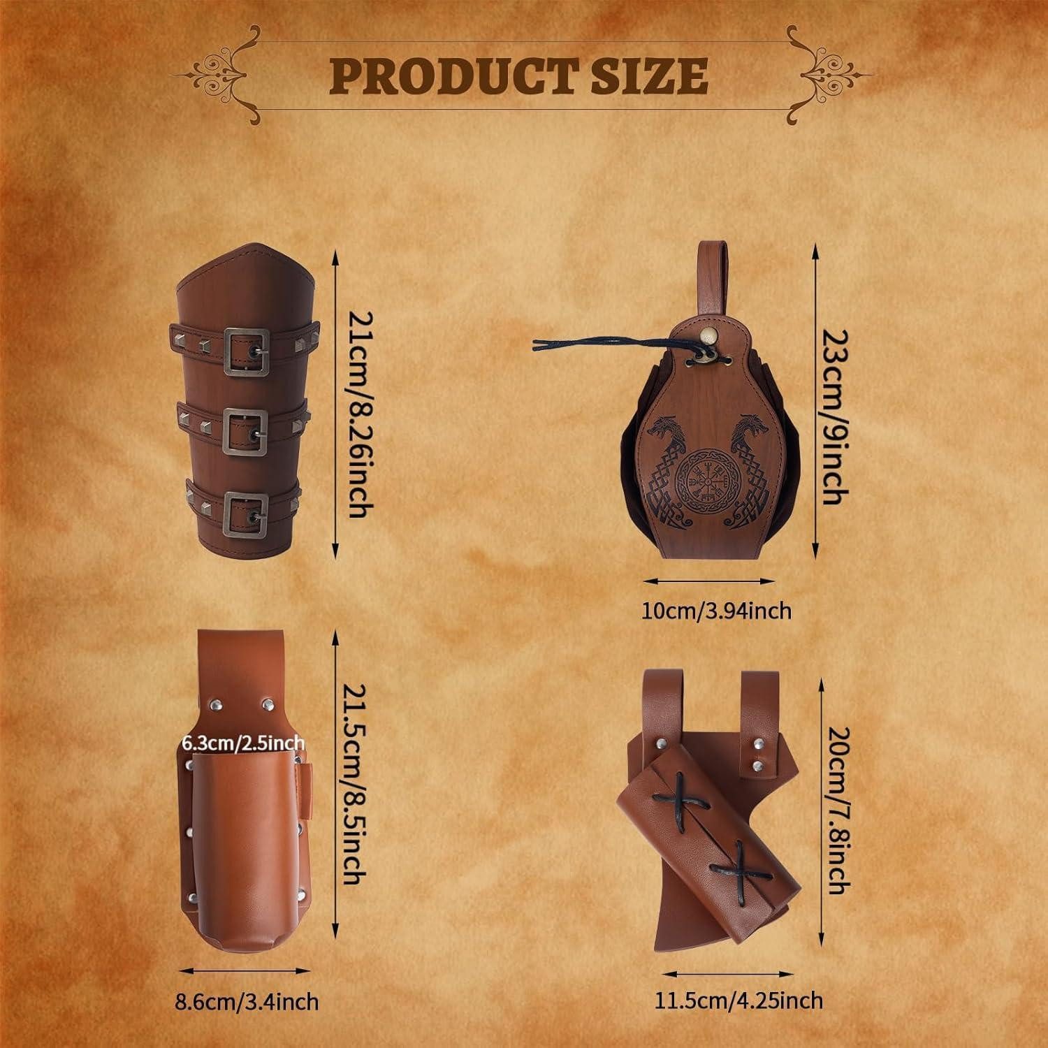 LuxusKollektion Ritter-Kostüm Mittelalter Kleidung Herren Ritter Gürtel Armschützer Braun