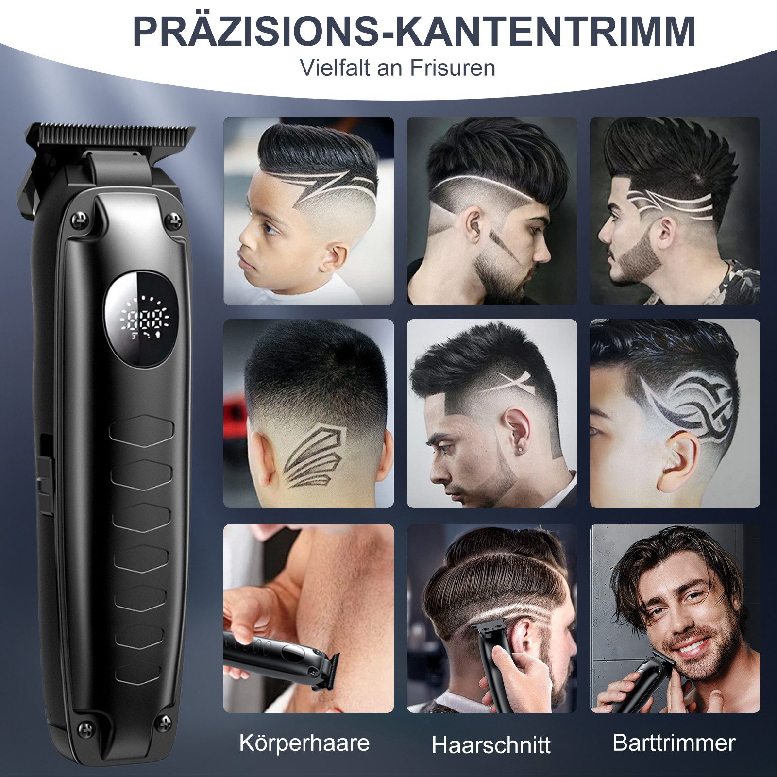 Forrlite Haarschneider Haarschneidemaschine Profi, Bartschneider, Haarschneider 2 in 1 Set, IPX7 Ganzkörper wasserdicht, Schnellladung & Lange Akkulaufzeit, mit 9 Kammaufsätzen, geräuscharm