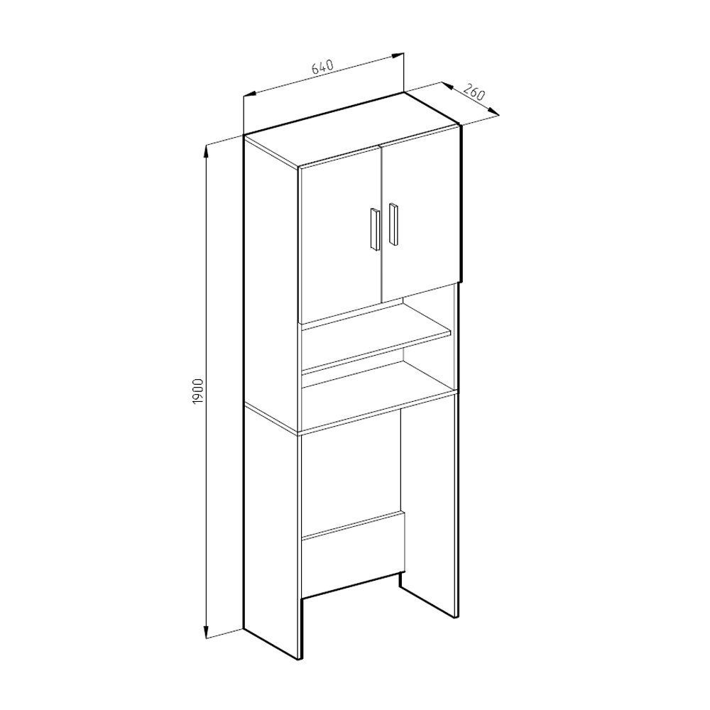 Vicco / Weiß Hochschrank Waschmaschinenumbauschrank Badschrank 64 Sonoma 190 cm x