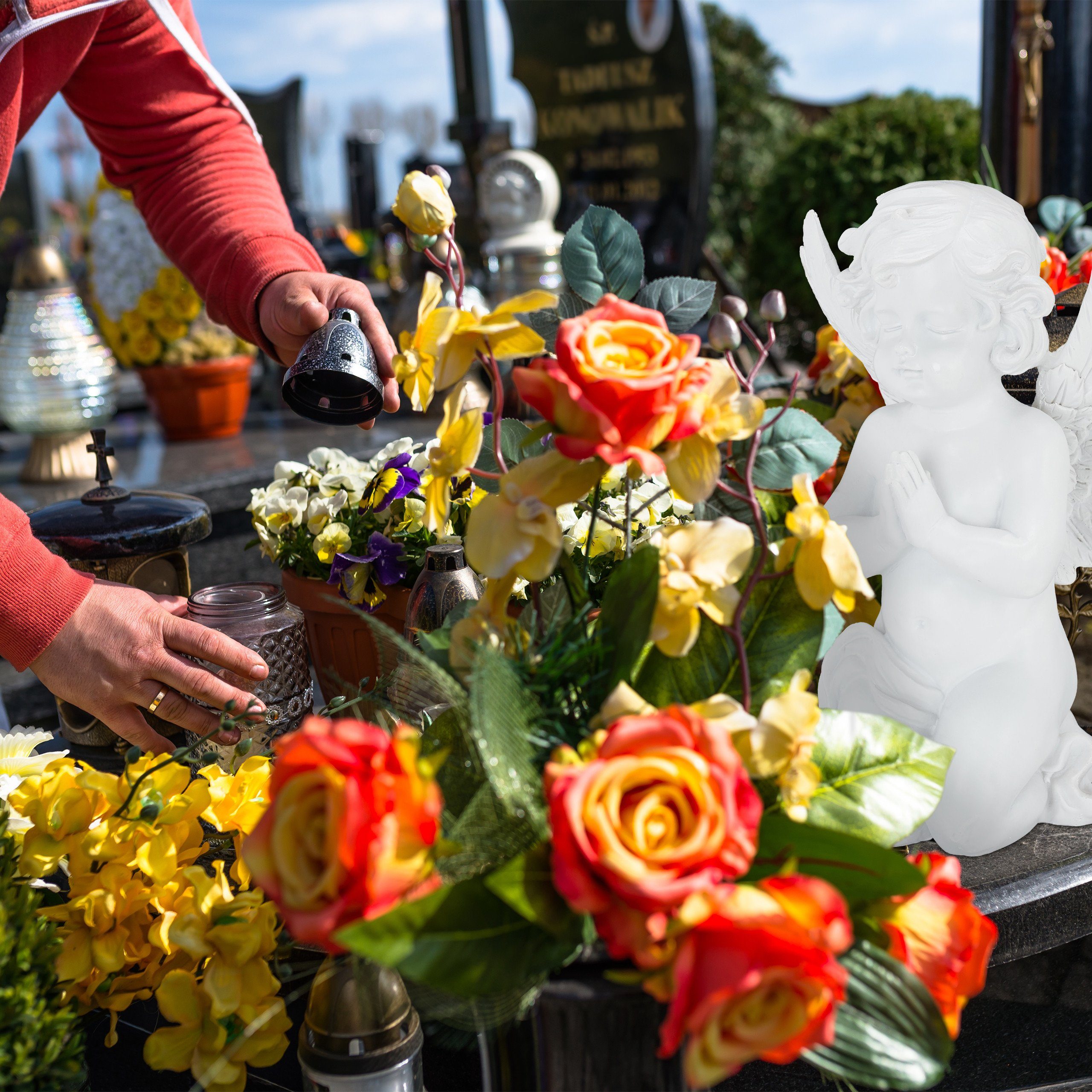 relaxdays Engelfigur Grabengel betend