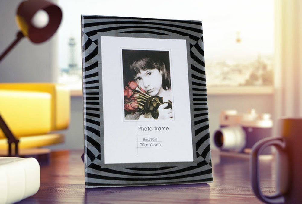 Bilderrahmen Love Face Bilderrahmen Silber-Schwarz Zebra Optik Wand+Tisch 20x25cm