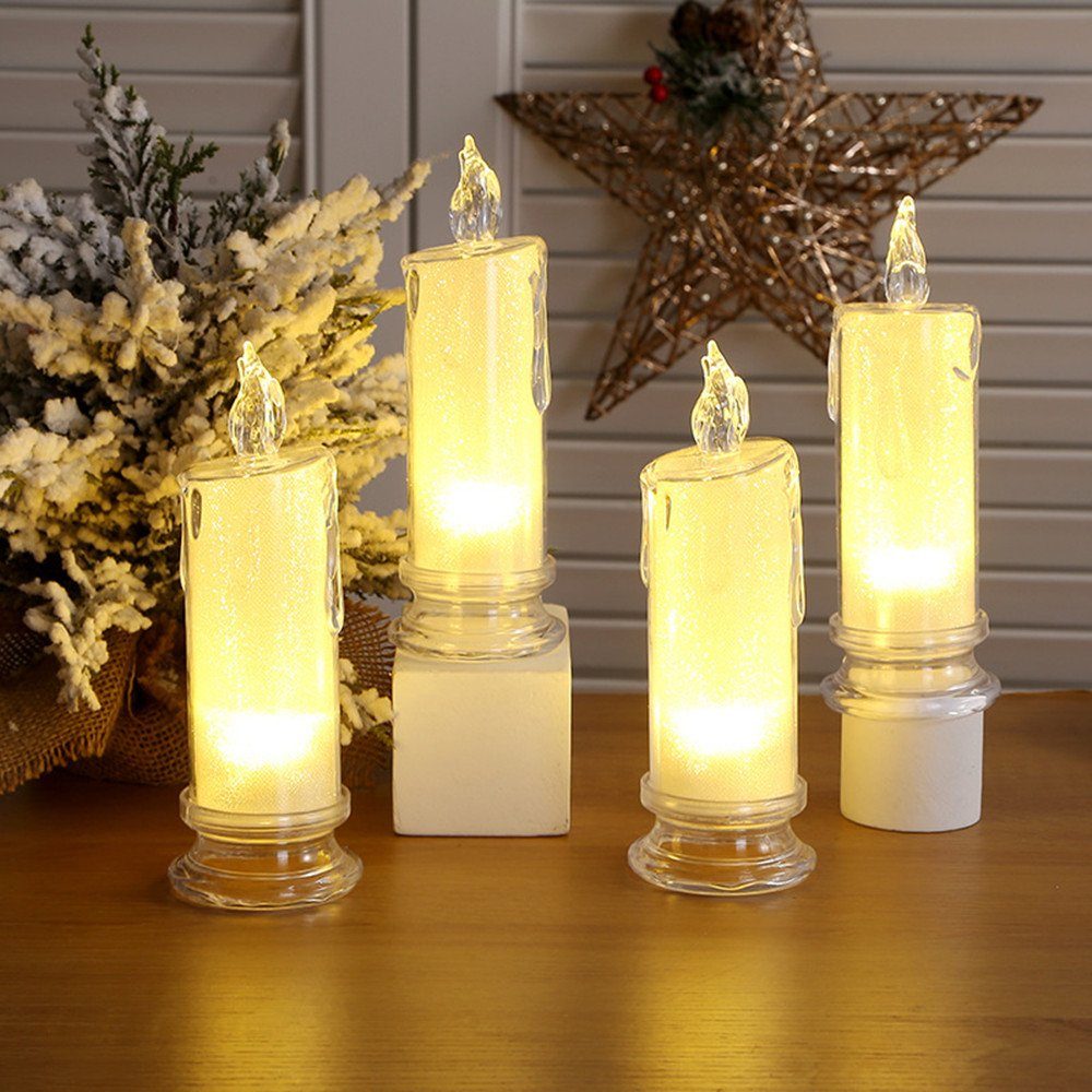 autolock LED-Kerze 4 Stück LED Kerzen Set,Warmweiß Weinachten LED Kerzen,  (4-tlg), Lichterkette Kerzen Weihnachtsdeko Weihnachtskerzen