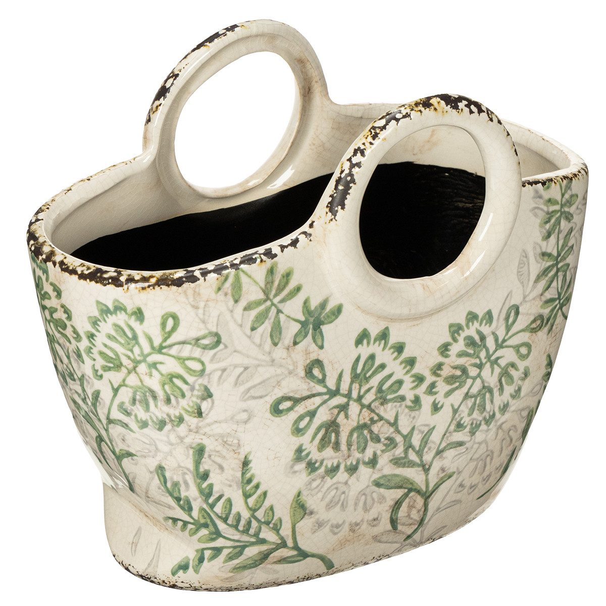 Viana Übertopf Keramik Pflanzgefäß mit floralen Motiven für Wohnbereich und