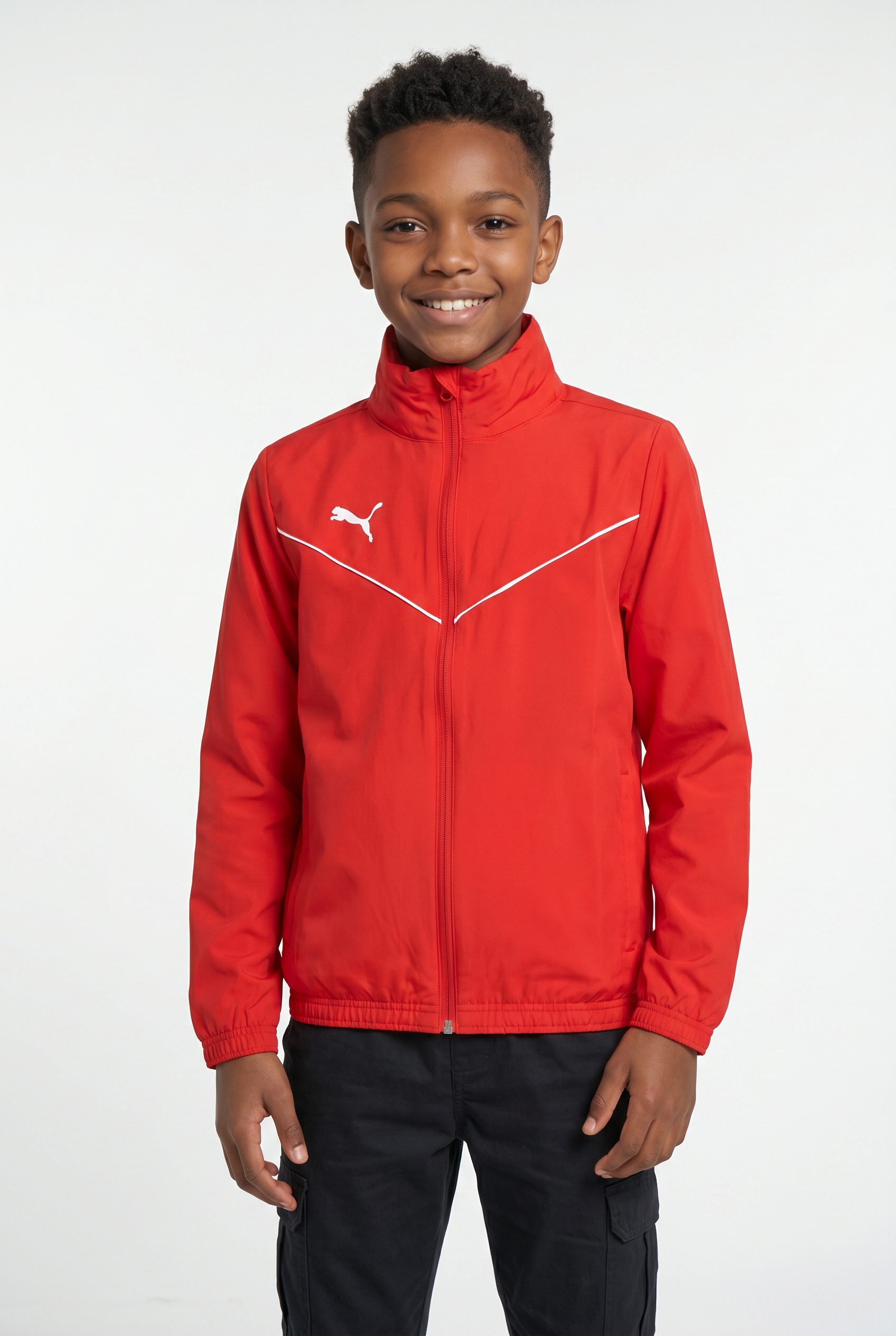 PUMA Windbreaker TEAMRISE ALL WEATHER JKT JR sportlicher Stil, mit Kapuze, mit Reißverschlusstasche, Regular Fit