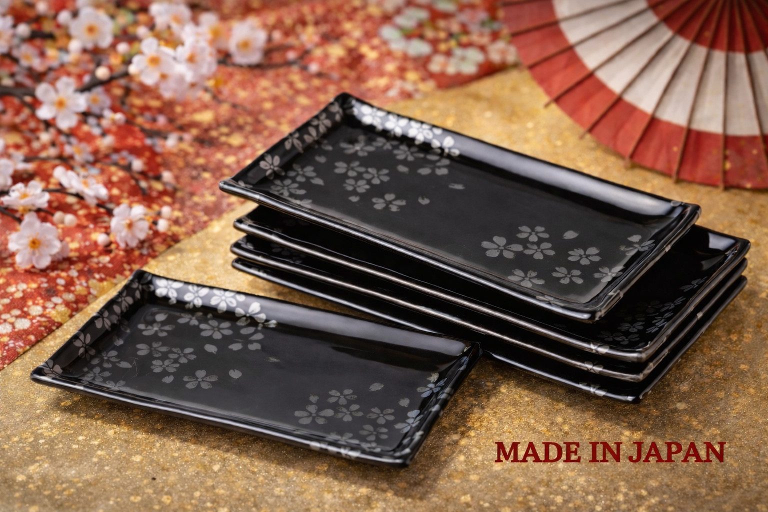 Mitsui Pottery Inc. Sushiteller Mino-Ware Hauptteller 5-teilig, hergestellt in Japan, (5 St)