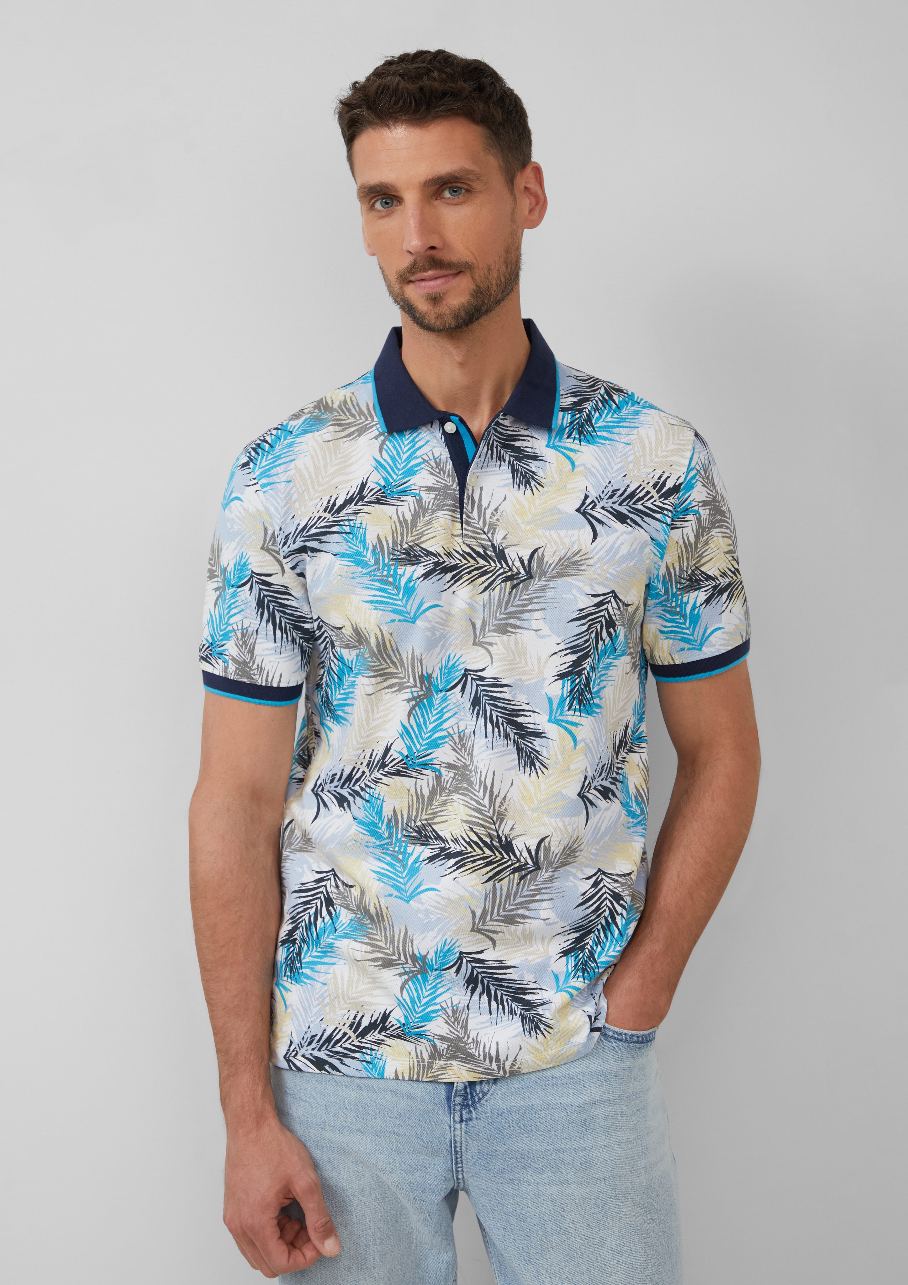 s.Oliver Kurzarmshirt Piqué-Poloshirt mit Print und günstig online kaufen