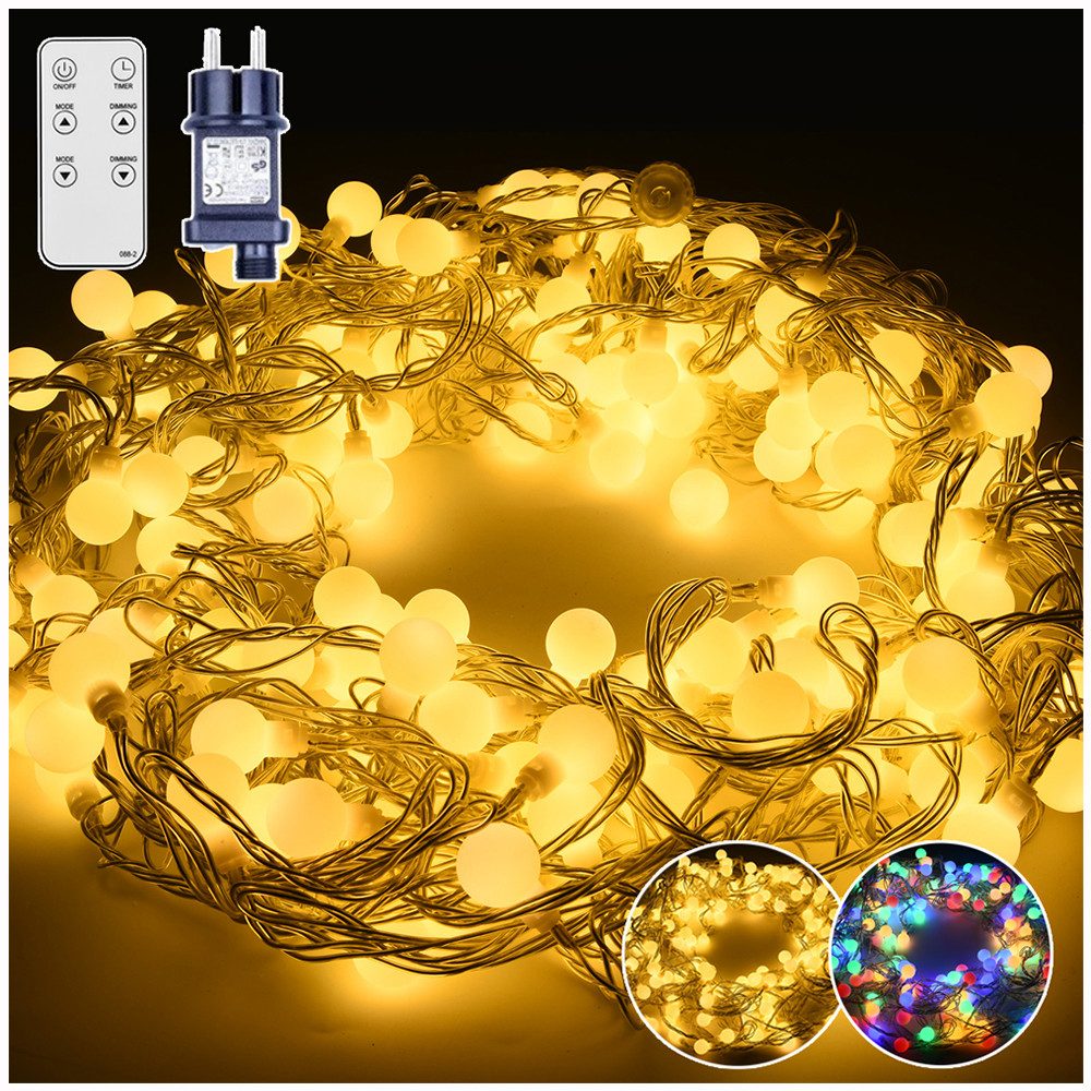 XERSEK LED Nachtlicht LED-Lichterkette Lichtervorhang Beleuchtung Weihnachts Deko, 10 Modi Schneeflocke LED-Weihnachtslichterkette Gartenbeleuchtung Warmweiß RGB, IP44 Timer für Party Garten Balkon Weihnachts Hochzeit, Strom, .