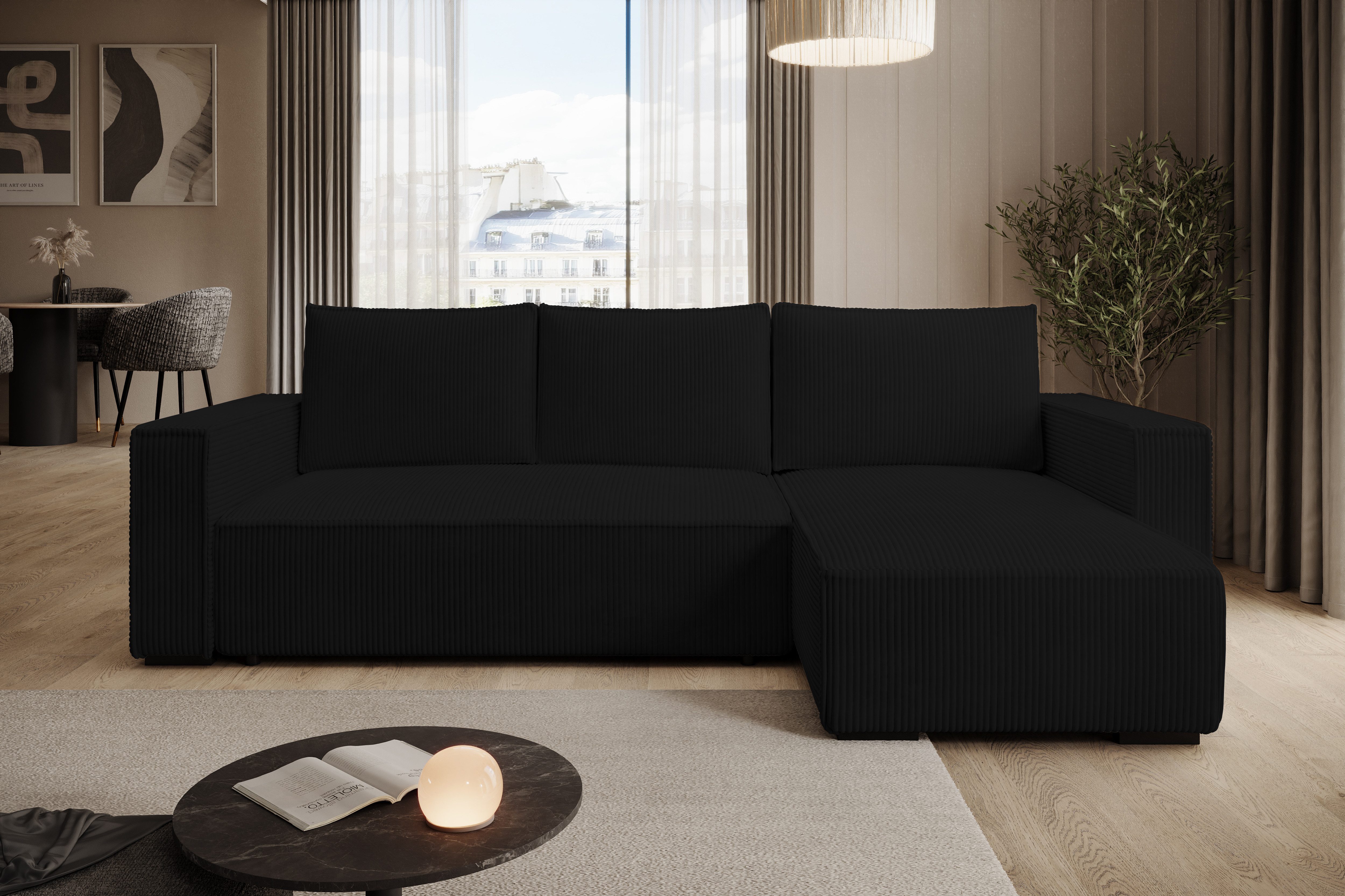 storez24 Ecksofa Letto, mit Bettkasten und Schlaffunktion, Cordstoff, L-Form, bequem