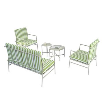 REDOM Gartenlounge-Set Gartenmöbel Set mit Stahlrahmen, (1 Sofa, 2 Sessel, 2 Couchtische, Loungeset, Sitzgarnitur), Gartenlounge-Set für 4 Personen