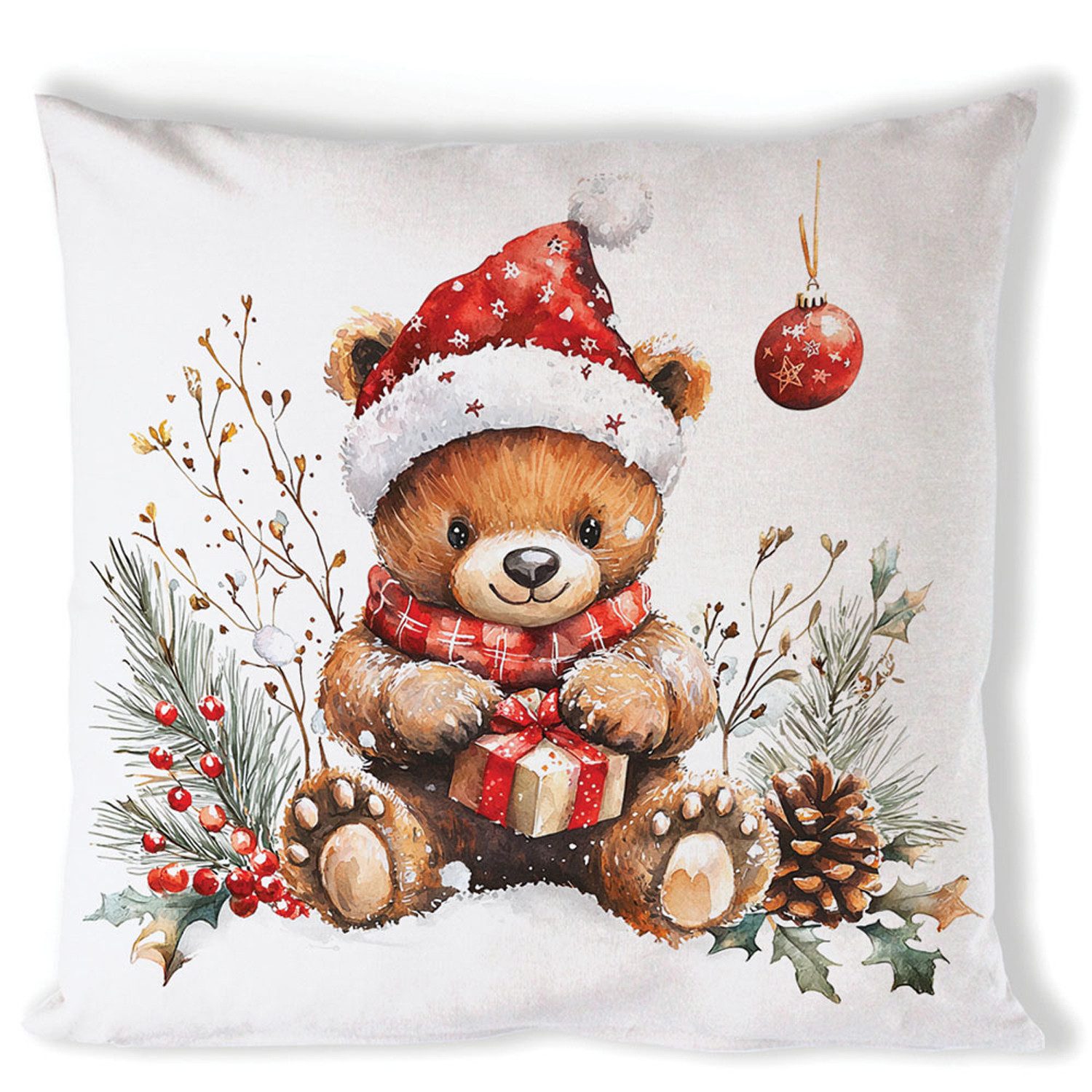Ambiente® Dekokissen Teddy's gift, Dekokissen Kissenbezüge ohne Füllung Baumwolle 40x40 cm