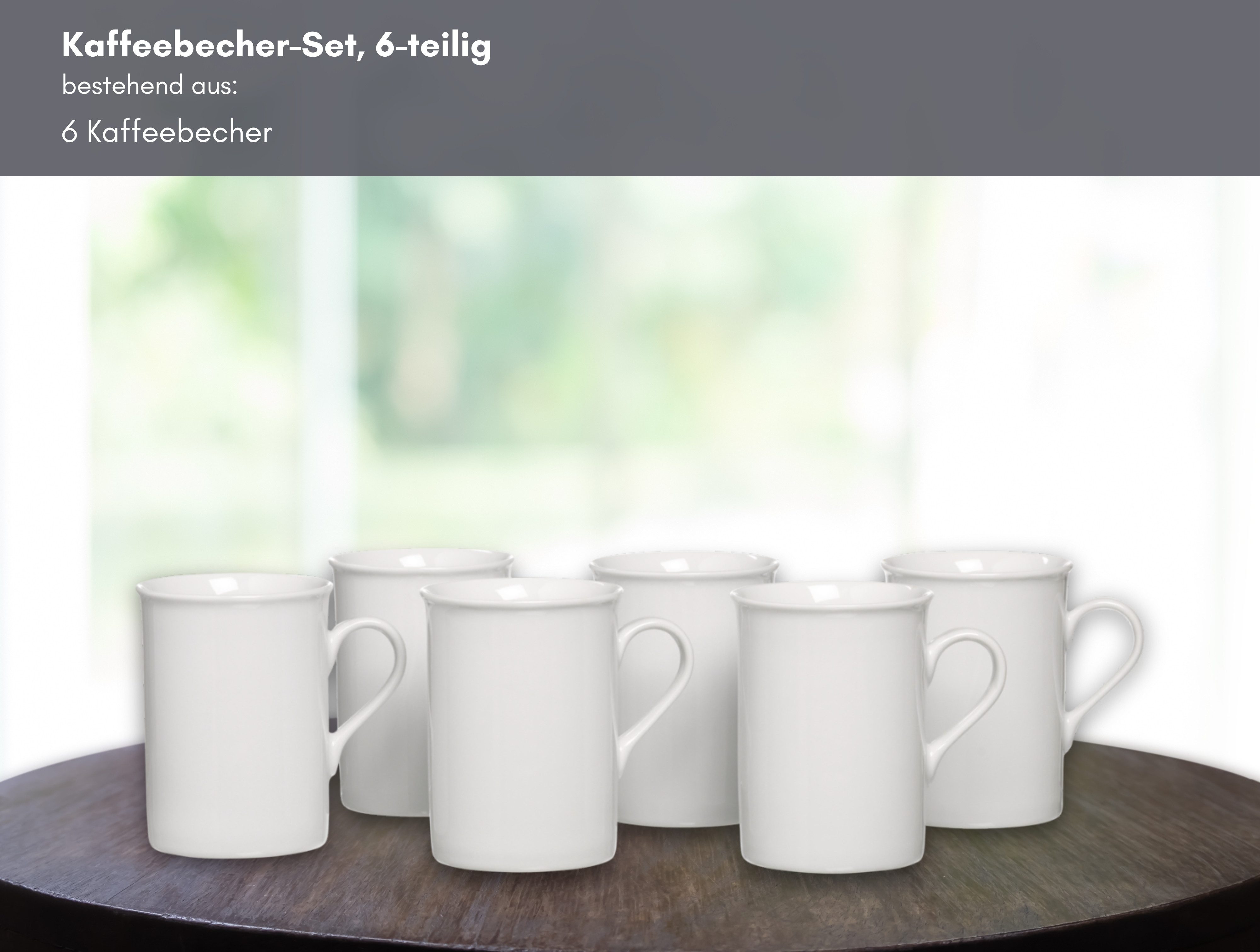 Ritzenhoff & Breker Becher Bianco, 6-tlg., Porzellan, 6-teilig, klassisch-schlicht, 300 ml