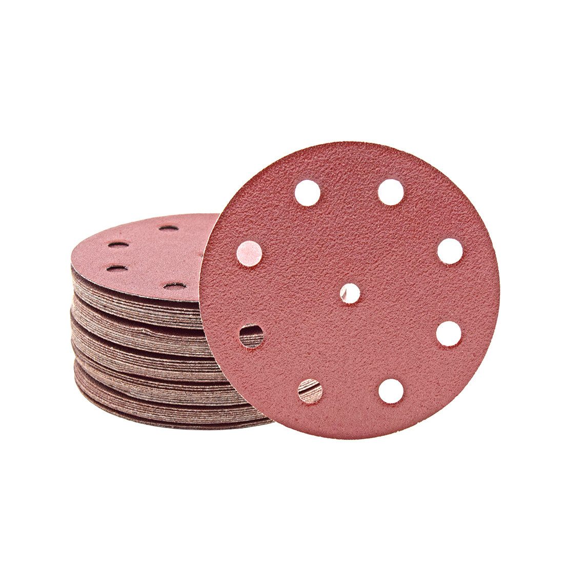MioTools Schleifscheibe Ø 125 mm 9-Loch Klett-Schleifscheiben für Exzenterschleifer, Normalkorund, 50 Stk., K240