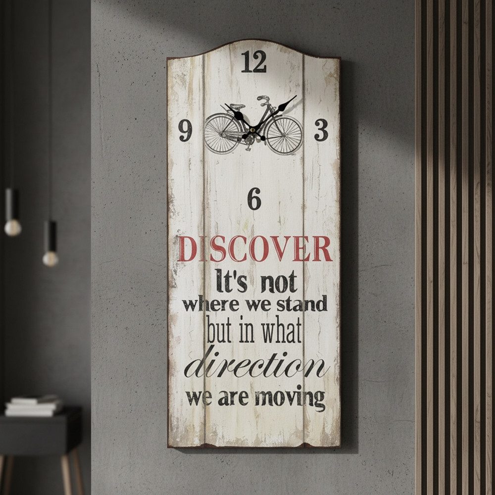 Melko Wanduhr Dekouhr Wanduhr XXL aus Holz 70x30 cm Wand Shabby Design Küchenuhr (Paulownienholz)