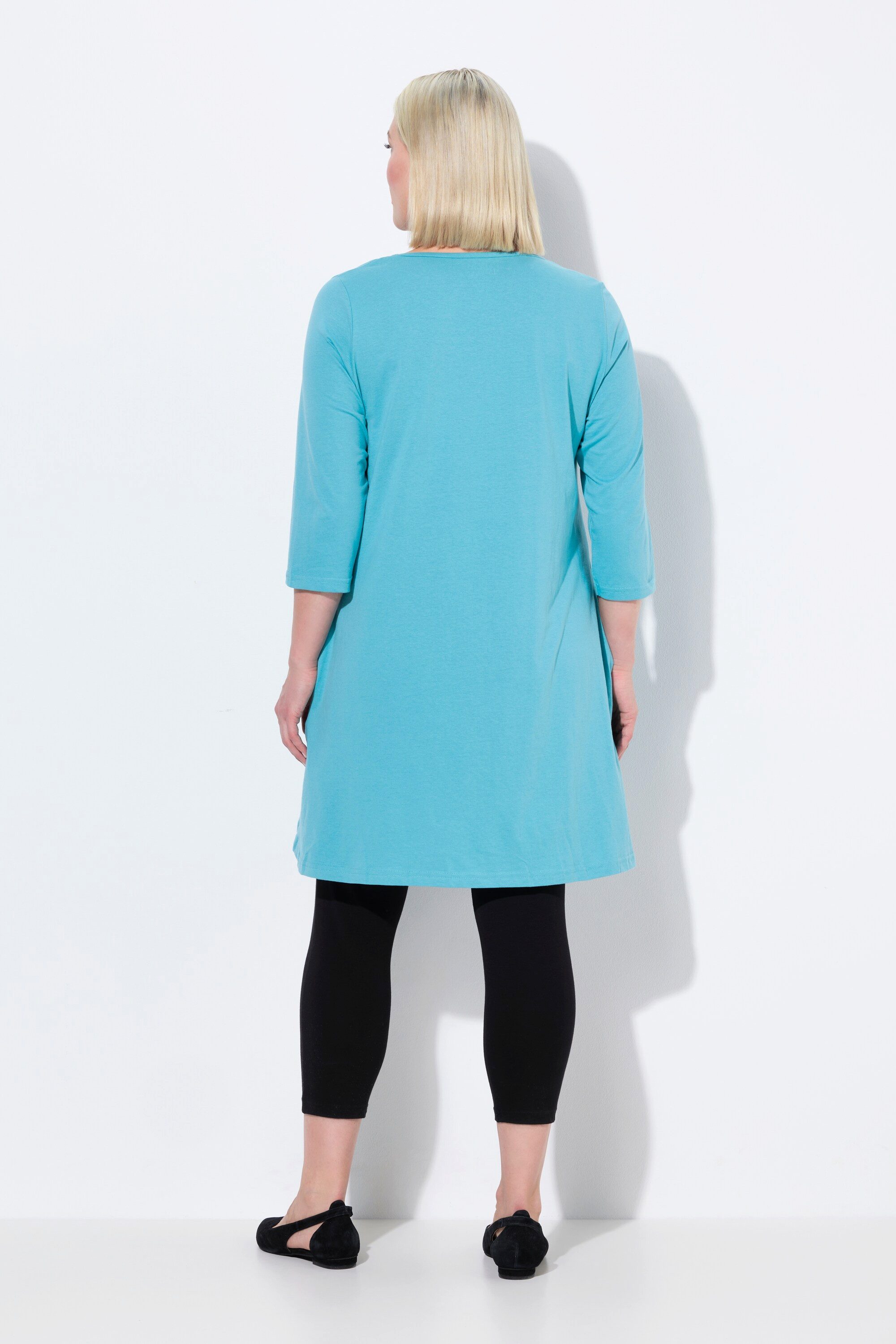 Ulla Popken Longshirt Longshirt A-Linie Carré-Ausschnitt 3/4-Arm