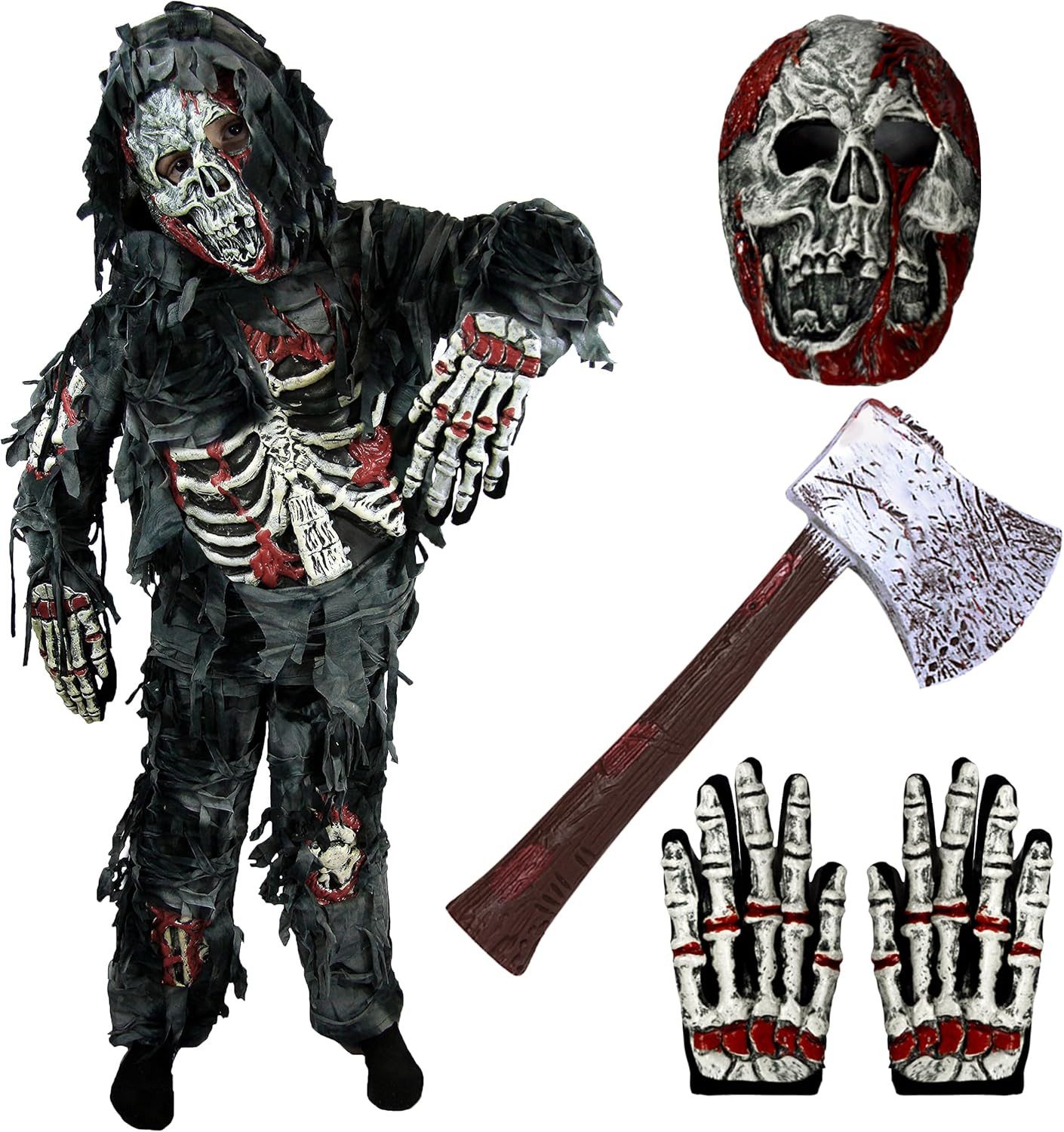 Spooktacular Creations Zombie-Kostüm Spooktacular Creations Zombie-Deluxe-Kostüm für Kinder mit blutiger Ax