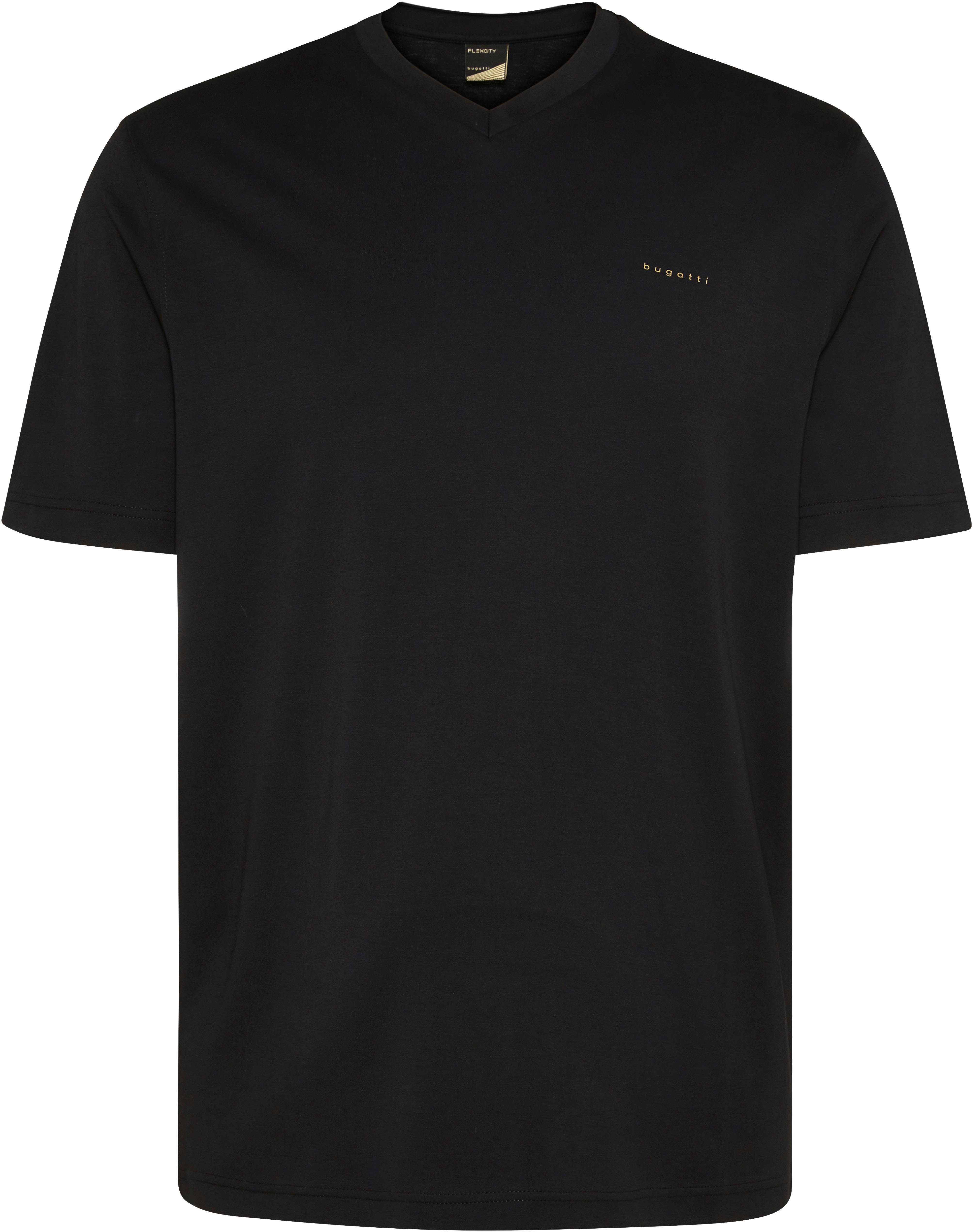 bugatti V-Shirt unifarben schwarz